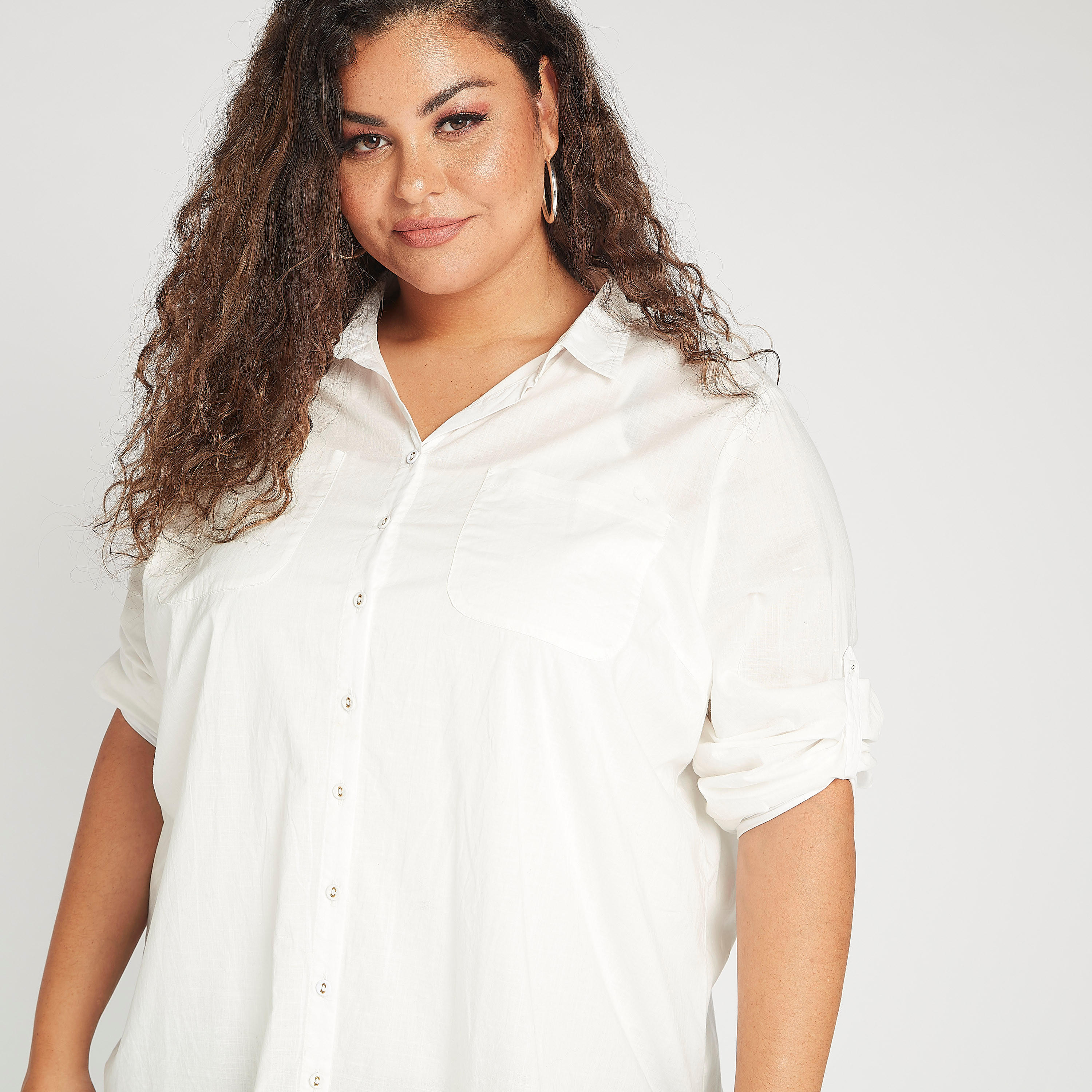 Solid Longline Shirt with Collar and Long Sleeves-women-clothing-shirtsandblouses-blouses-image-5