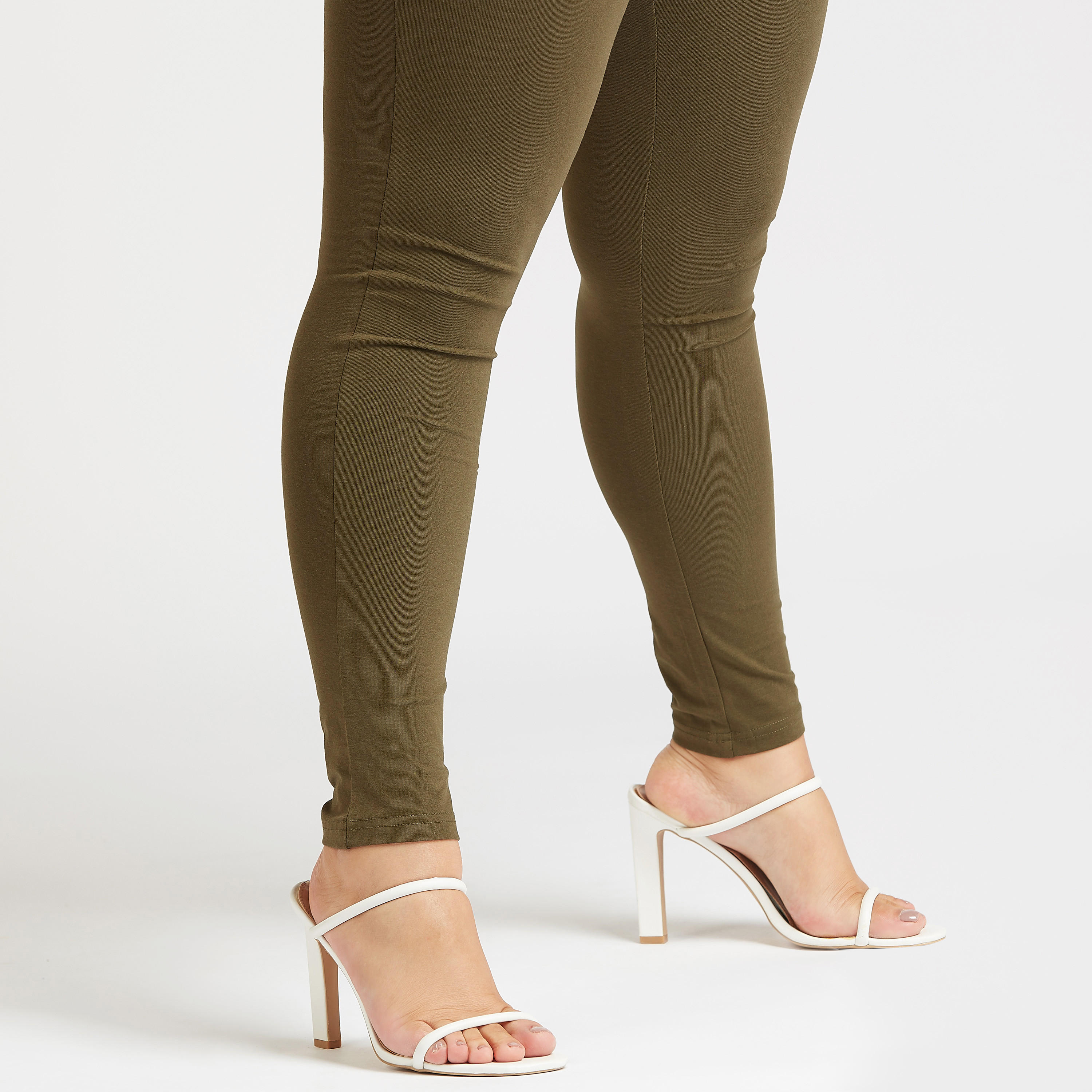 بنطلون ليقنز سكيني سادة بخصر مطاطي متوسط الارتفاع-women-clothing-bottoms-leggings-image-3