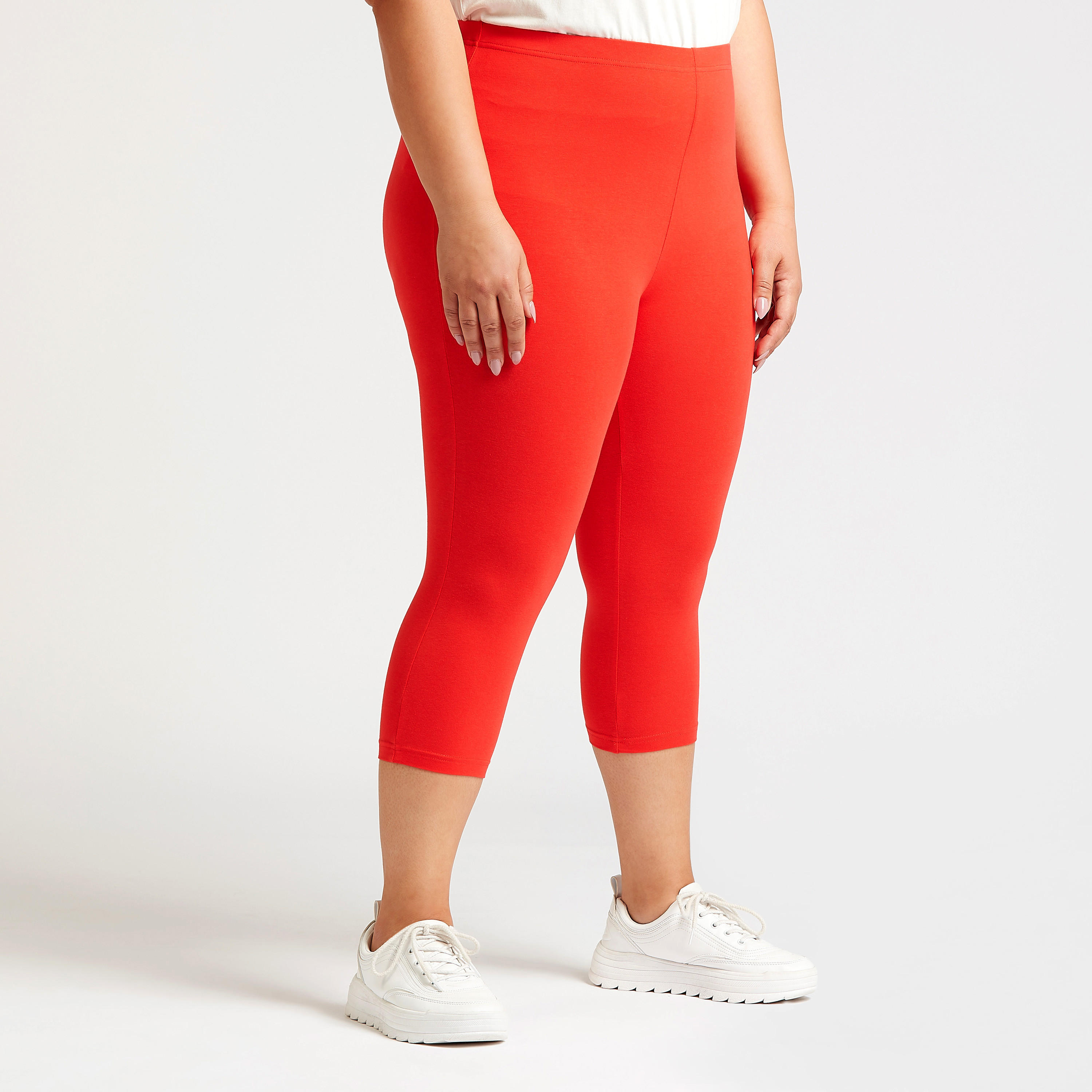 Solid 3/4 Leggings with Elasticised Waistband-women-clothing-bottoms-leggings-image-7