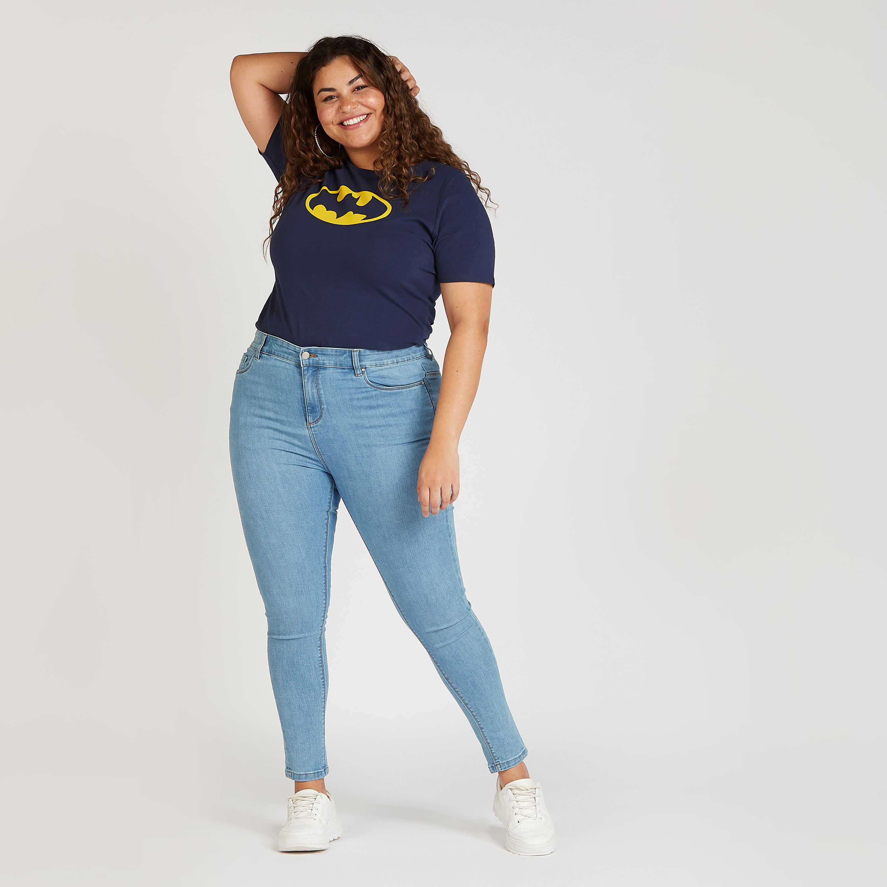 Sustainable Batman Graphic Print Crew Neck T-shirt with Short Sleeves-women-clothing-tshirts-image-2