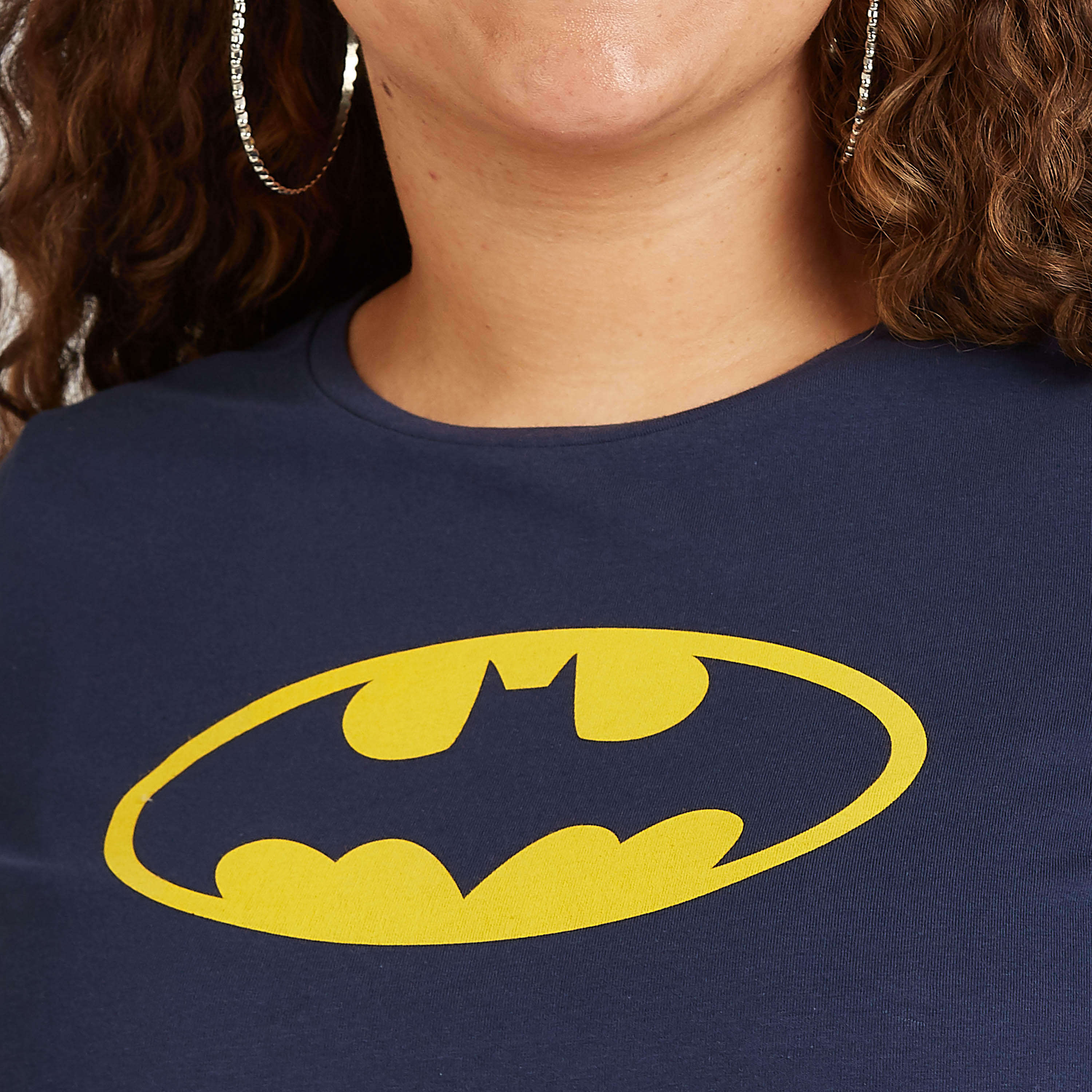 Sustainable Batman Graphic Print Crew Neck T-shirt with Short Sleeves-women-clothing-tshirts-image-3