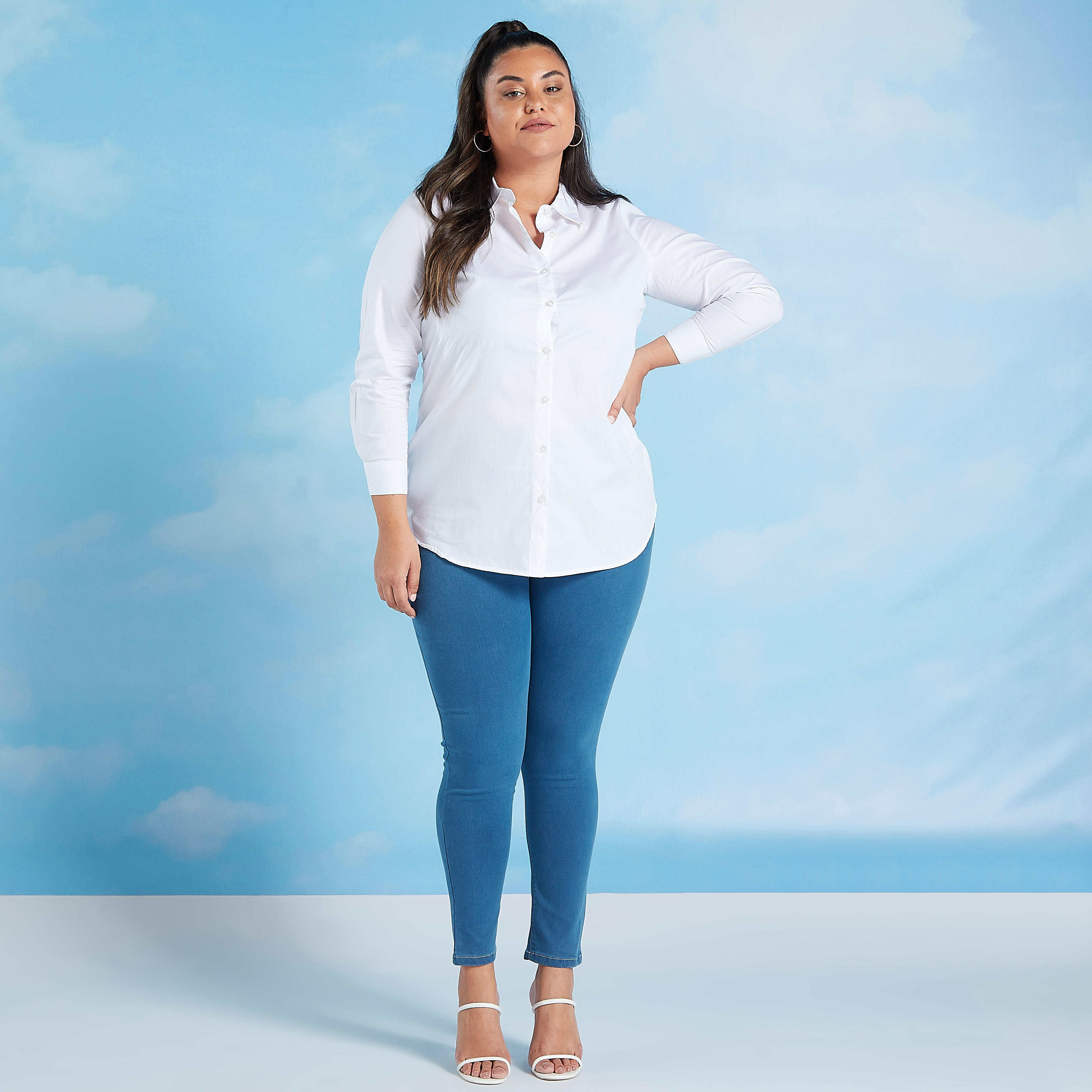 Solid Shirt with Long Sleeves and Spread Collar-women-clothing-shirtsandblouses-blouses-image-2