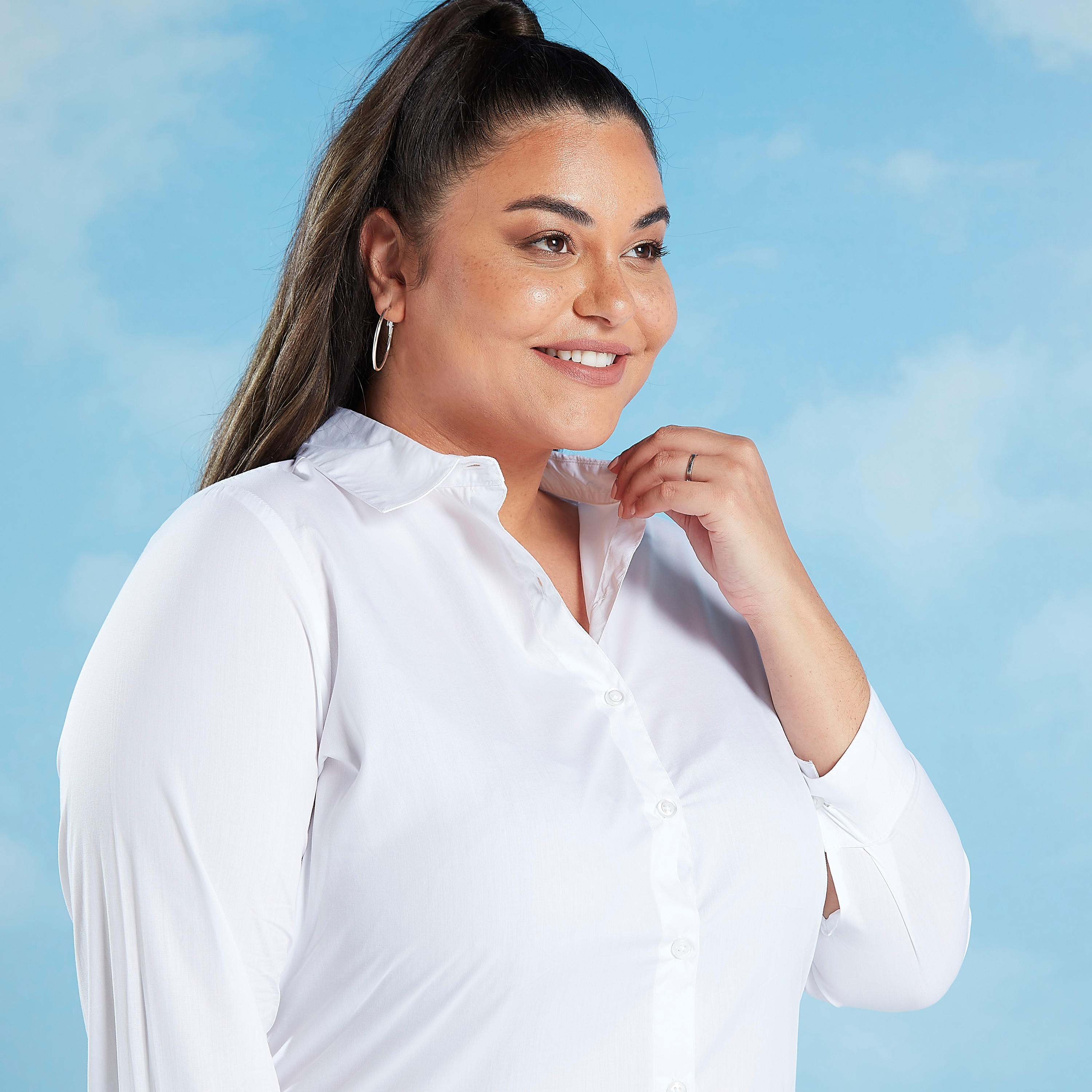 Solid Shirt with Long Sleeves and Spread Collar-women-clothing-shirtsandblouses-blouses-image-3