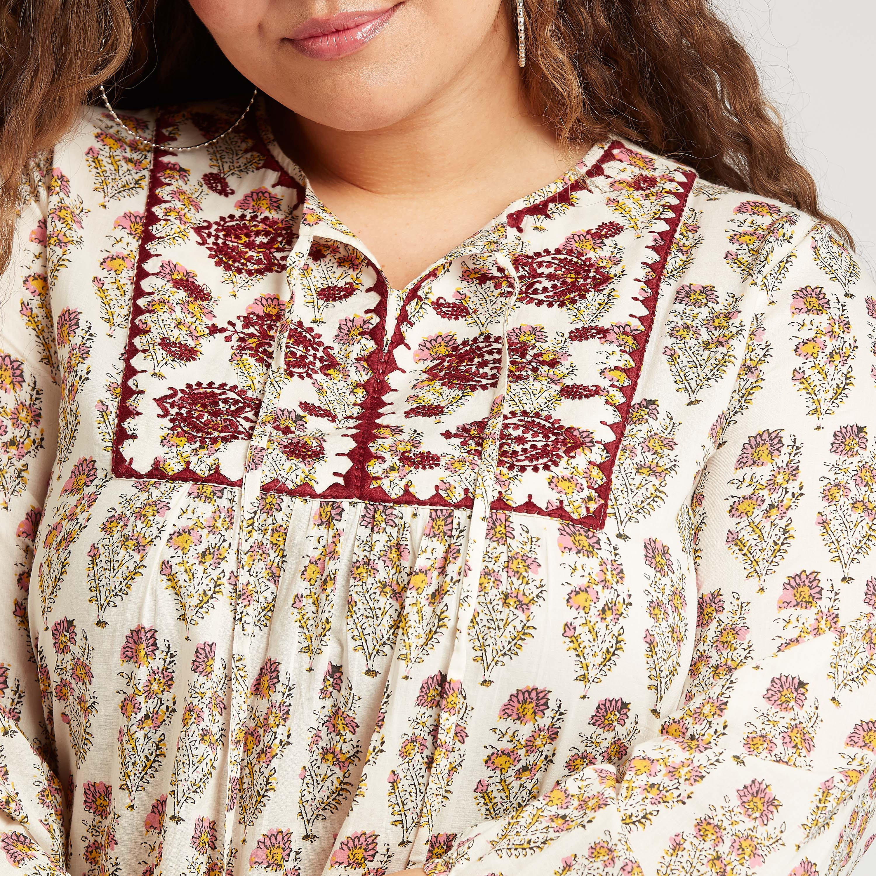 بلوزة مستدامة بطبعات وأكمام 3/4 وأربطة-women-clothing-shirtsandblouses-blouses-image-3