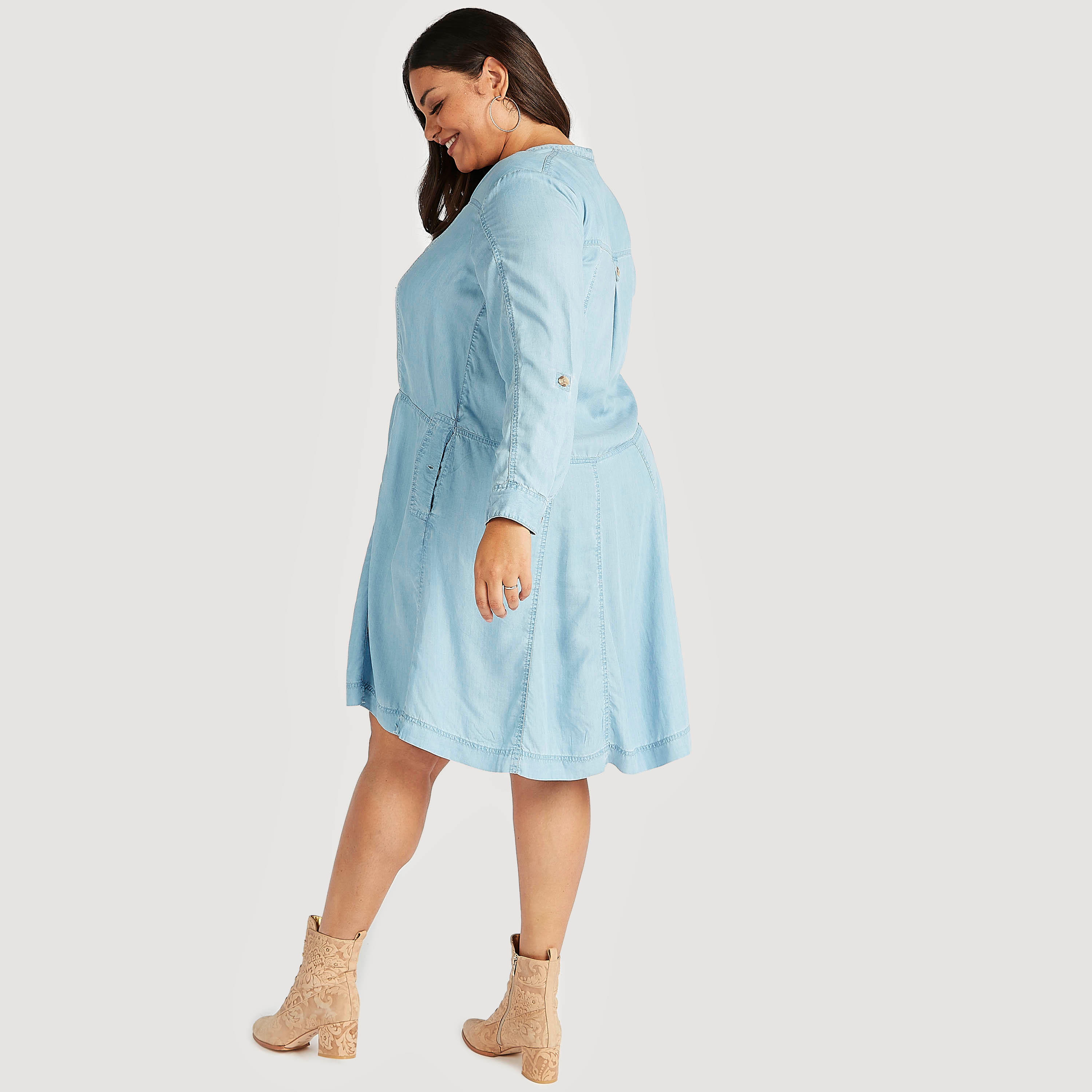 تونيك سادة بياقة عادية مع أكمام طويلة وزر إغلاق-women-clothing-shirtsandblouses-blouses-image-2