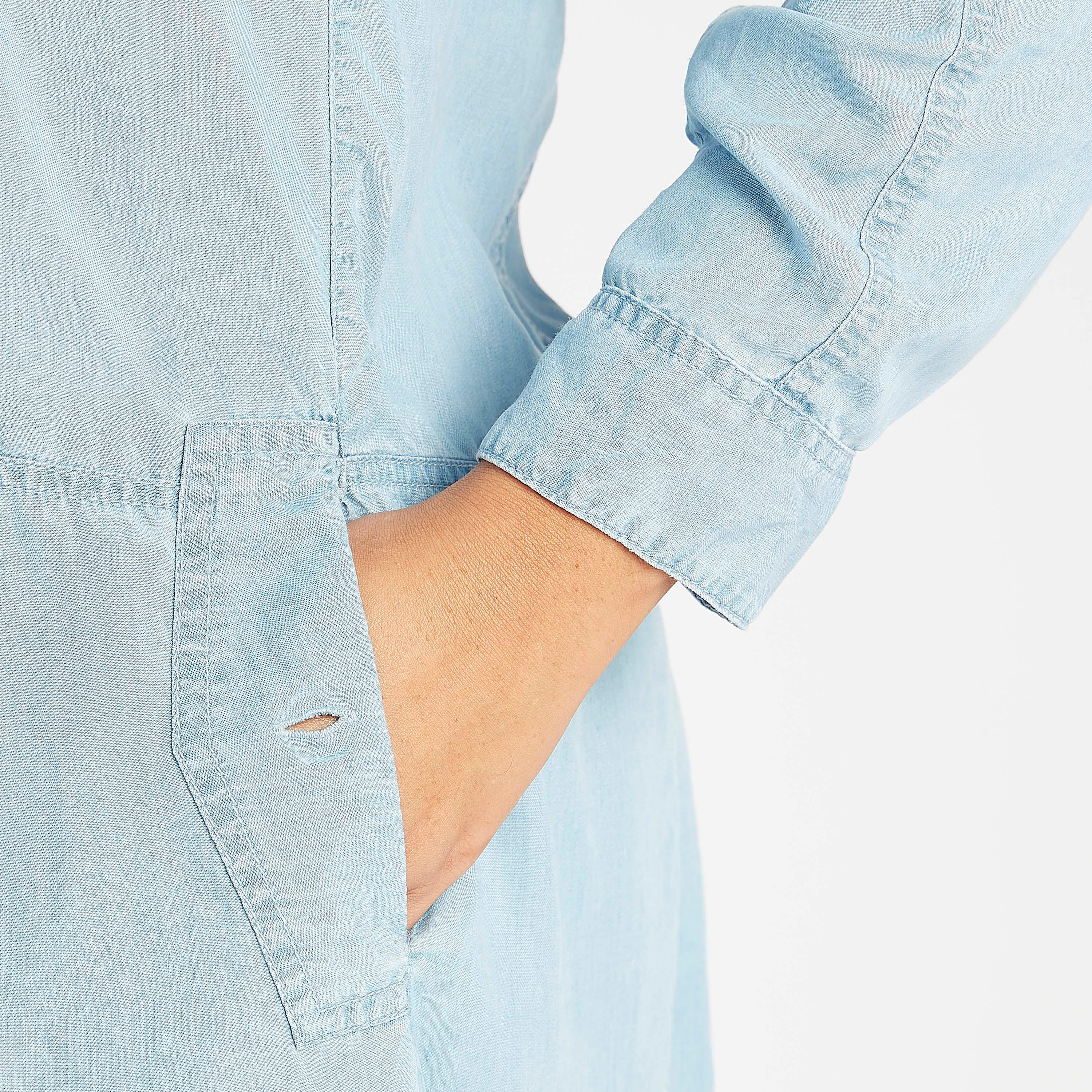 تونيك سادة بياقة عادية مع أكمام طويلة وزر إغلاق-women-clothing-shirtsandblouses-blouses-image-1