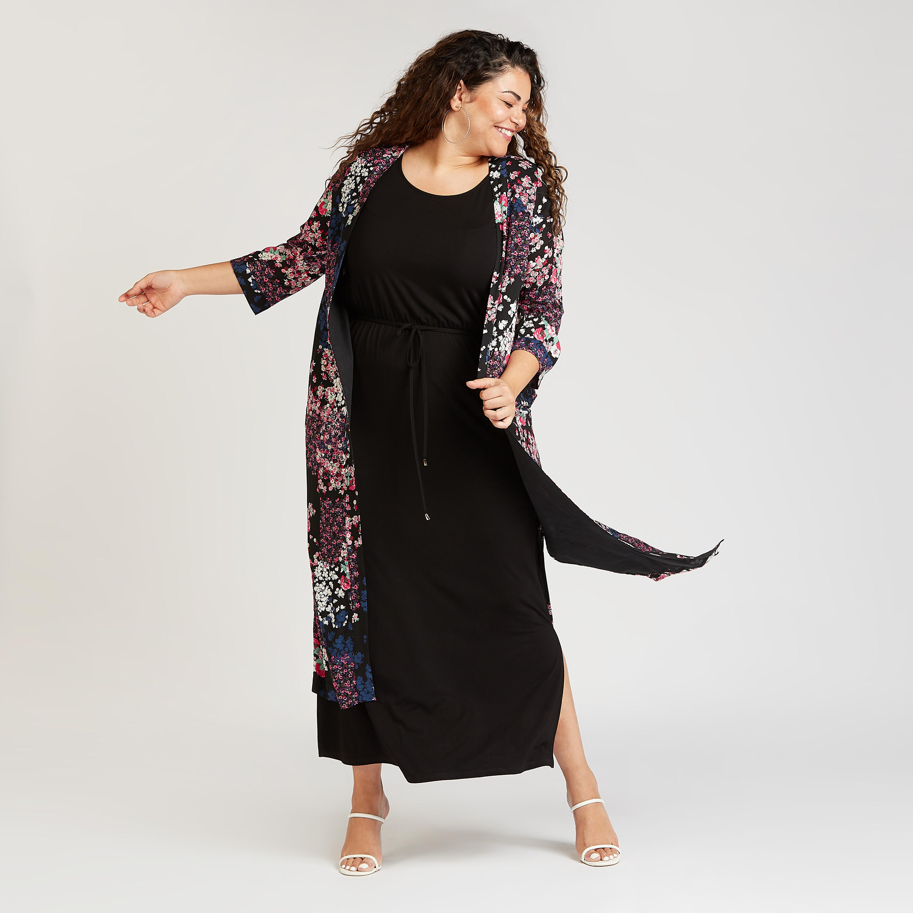 كيمونو مستدام بطبعات أزهار وأكمام 3/4 وتفاصيل جيب-women-clothing-shirtsandblouses-blouses-image-2