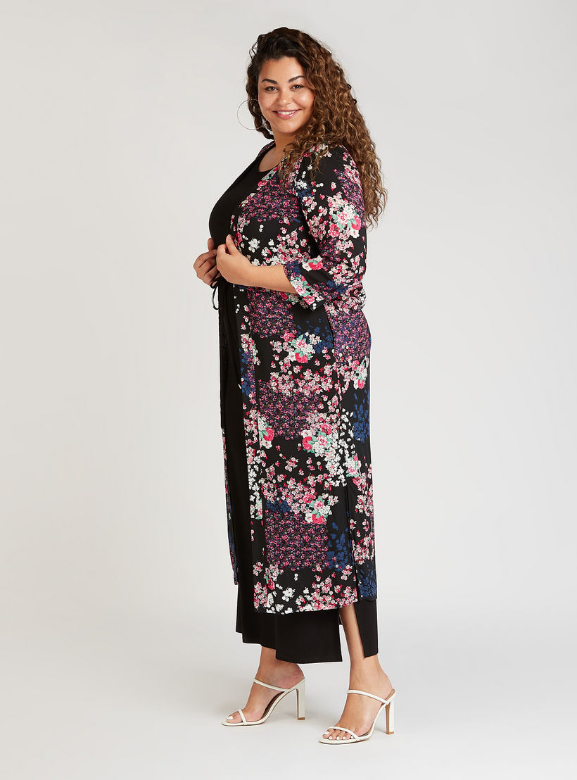 كيمونو مستدام بطبعات أزهار وأكمام 3/4 وتفاصيل جيب-women-clothing-shirtsandblouses-blouses-image-5