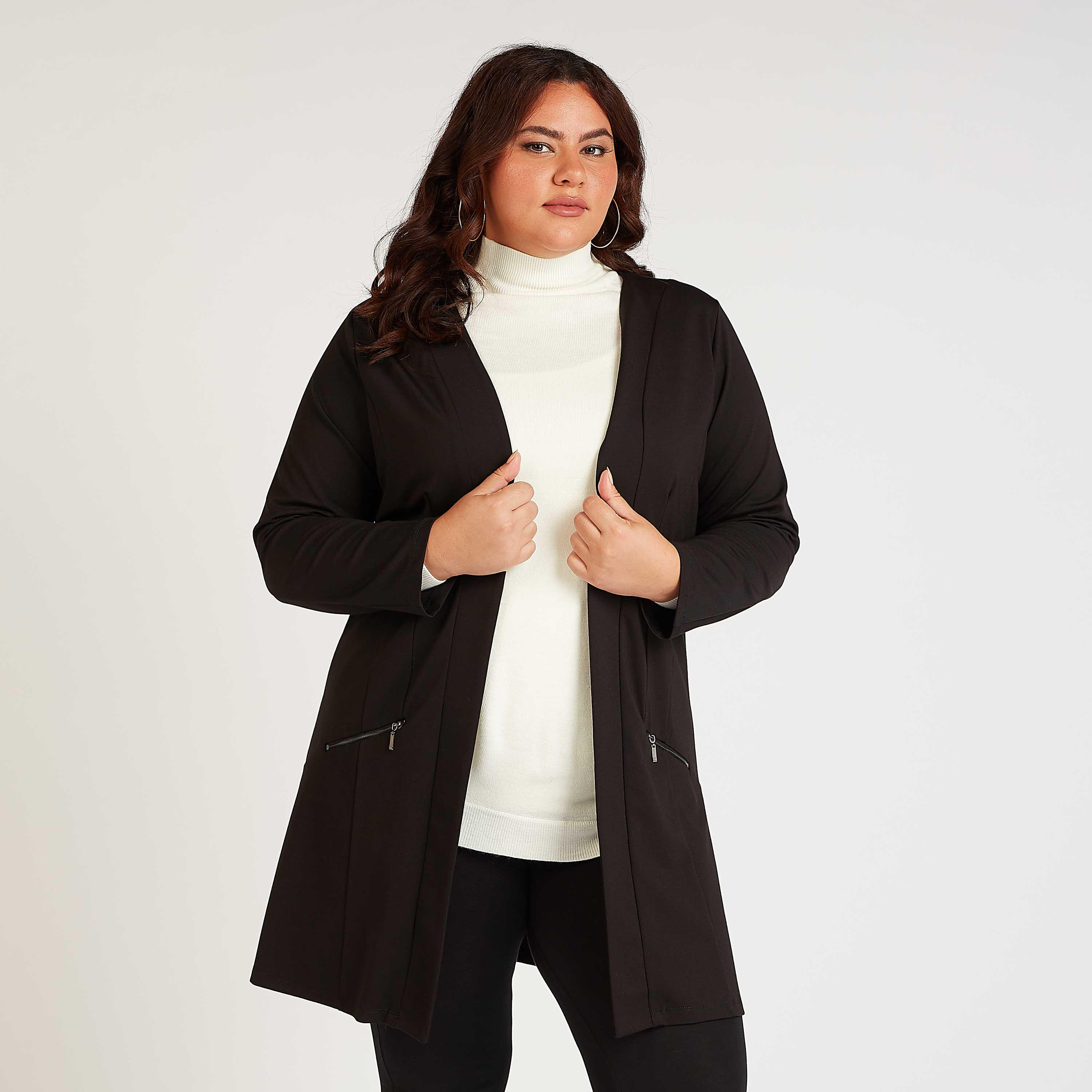 Solid Longline Jacket with Long Sleeves and Pocket Detail-women-winterwear-coatsandjackets-jackets-image-1
