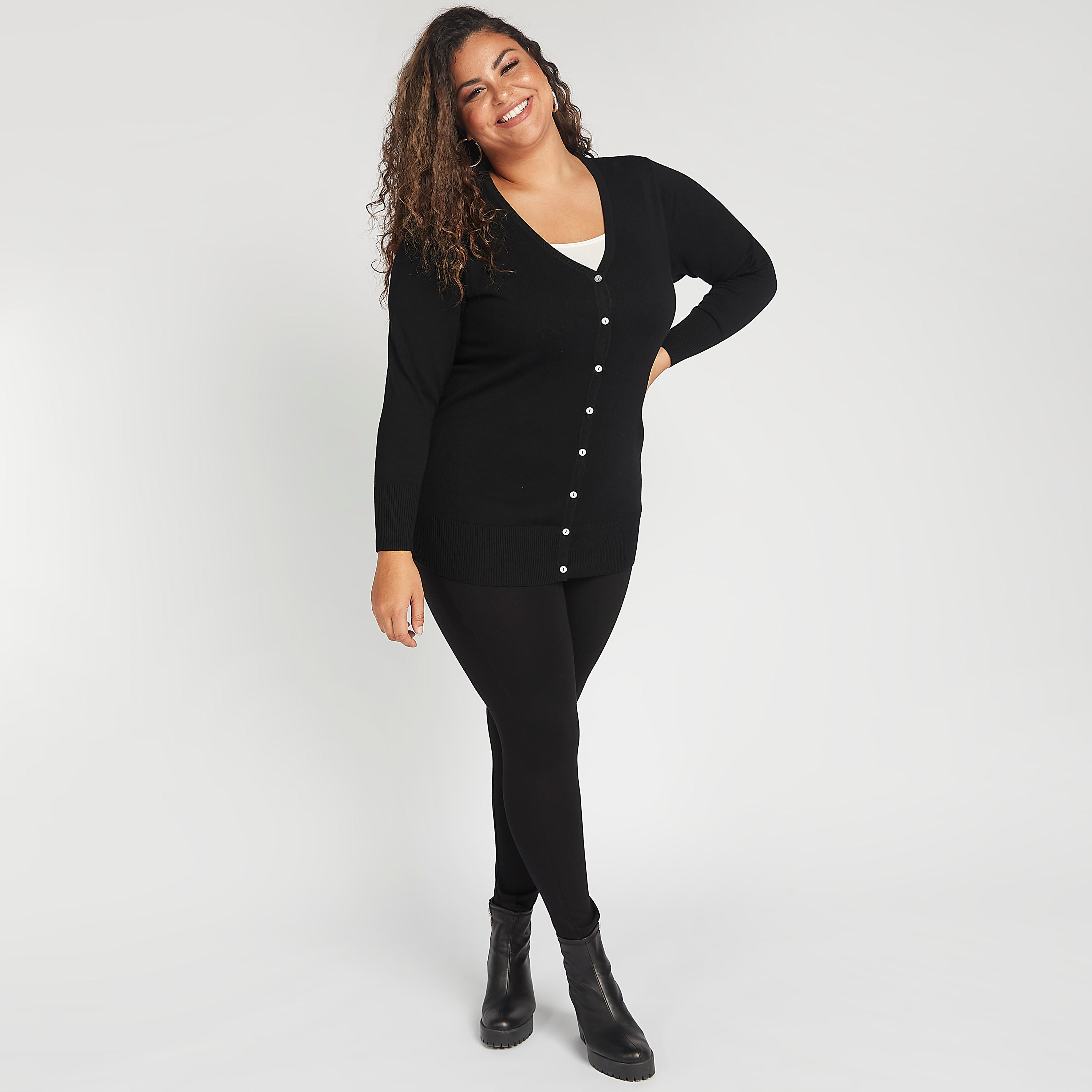 كاردديجن مستدام بارز الملمس بياقة v وأكمام طويلة-women-winterwear-cardigansandjumpers-cardigans-image-2