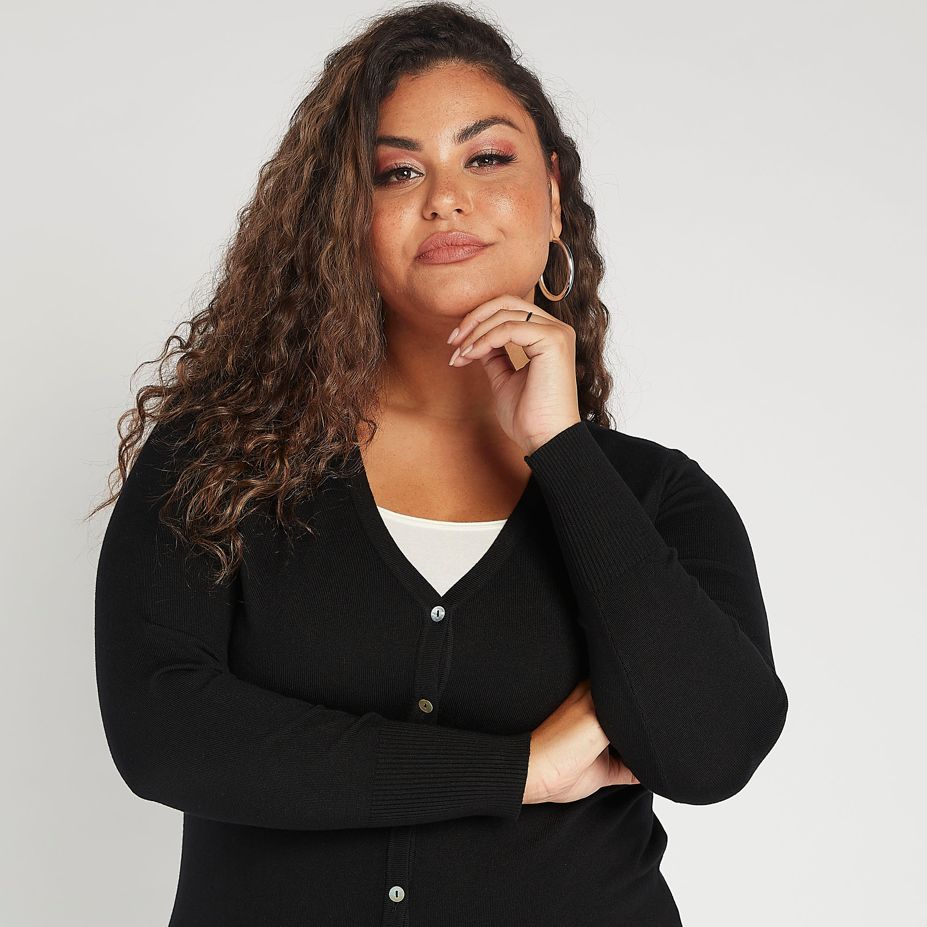 كاردديجن مستدام بارز الملمس بياقة v وأكمام طويلة-women-winterwear-cardigansandjumpers-cardigans-image-3