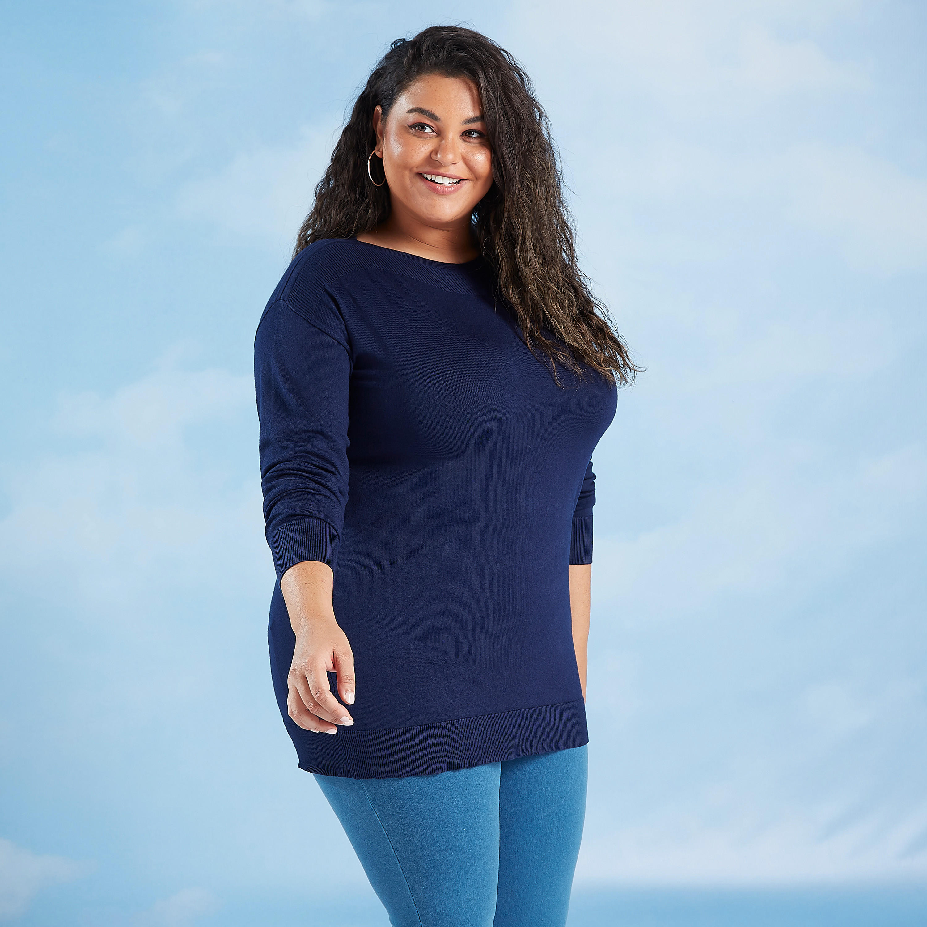 Sustainable Textured Sweater with Boat Neck and Long Sleeves-women-winterwear-cardigansandjumpers-cardigans-image-1