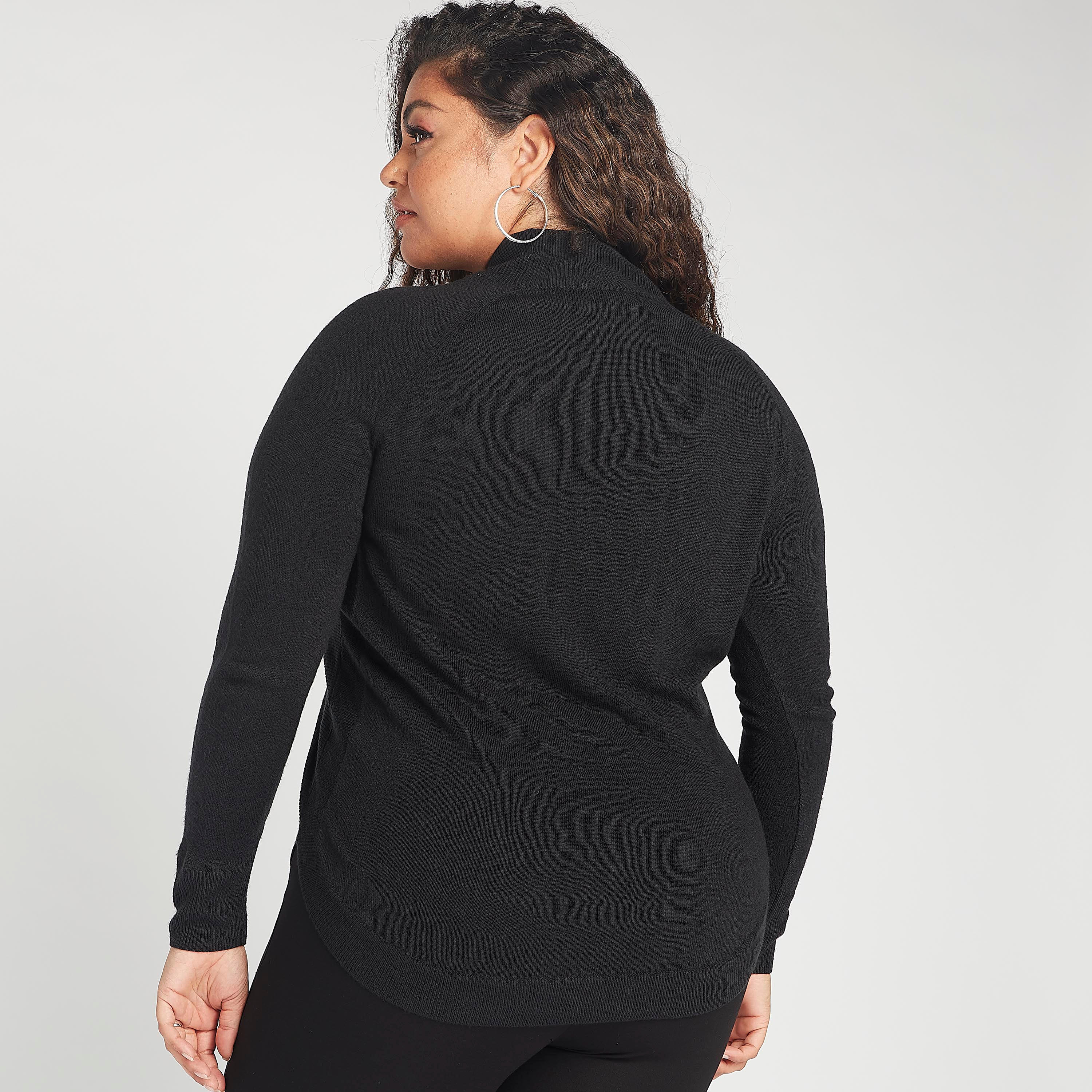 كنزة سادة بياقة عالية وأكمام طويلة-women-winterwear-cardigansandjumpers-cardigans-image-3