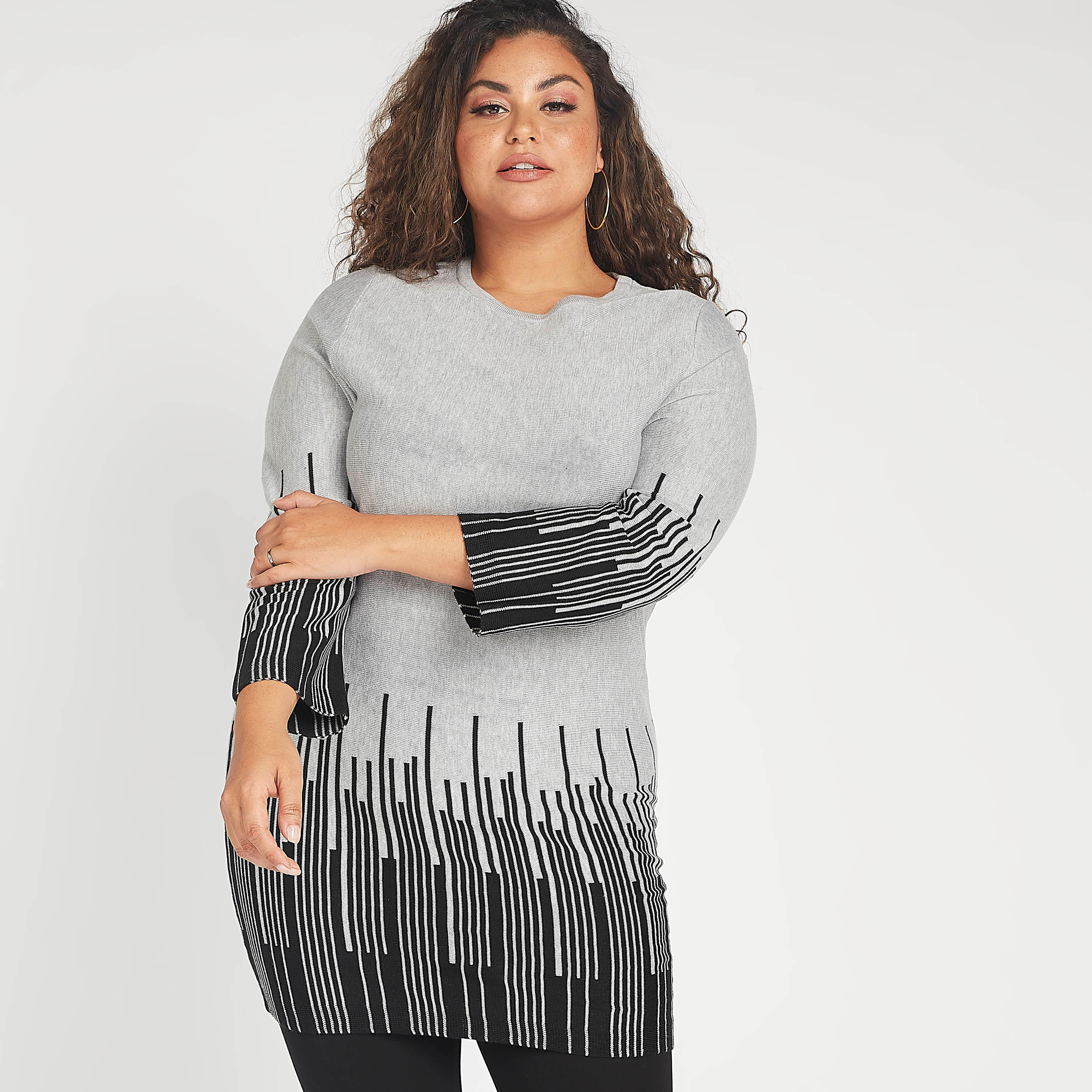 فستان مستدام بارز الملمس واسع قصير بأكمام طويلة-women-clothing-dresses-image-6