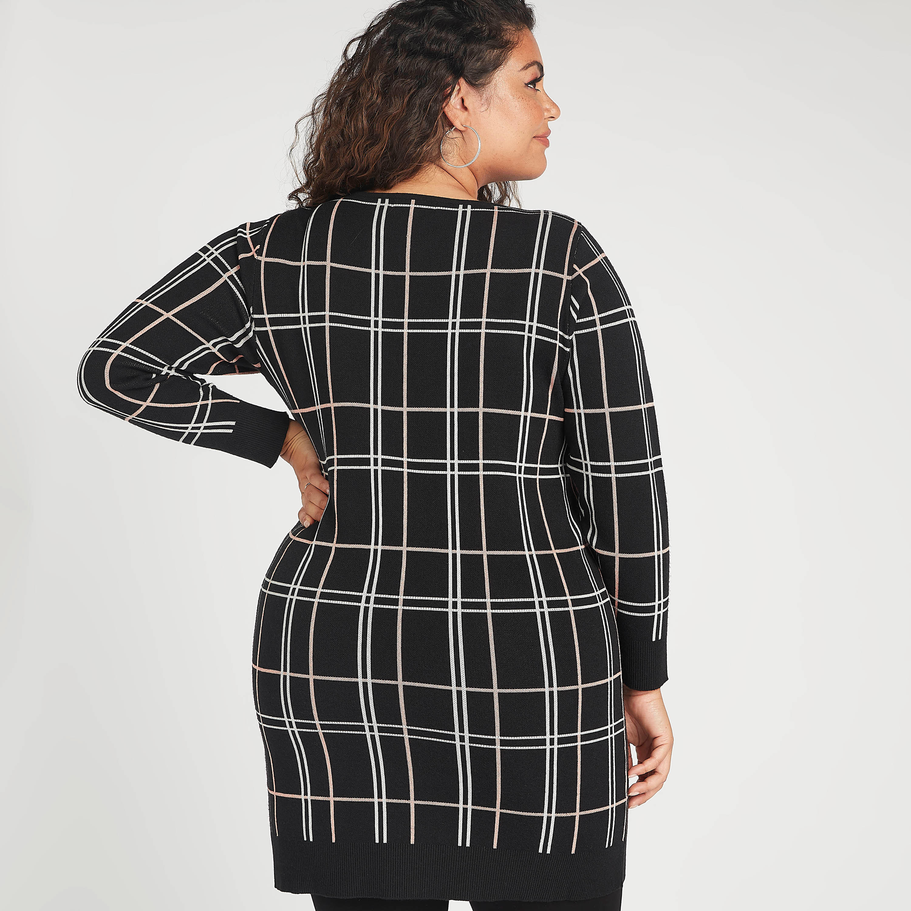 فستان مستدام كاروهات قصير واسع بأكمام طويلة-women-clothing-dresses-image-4