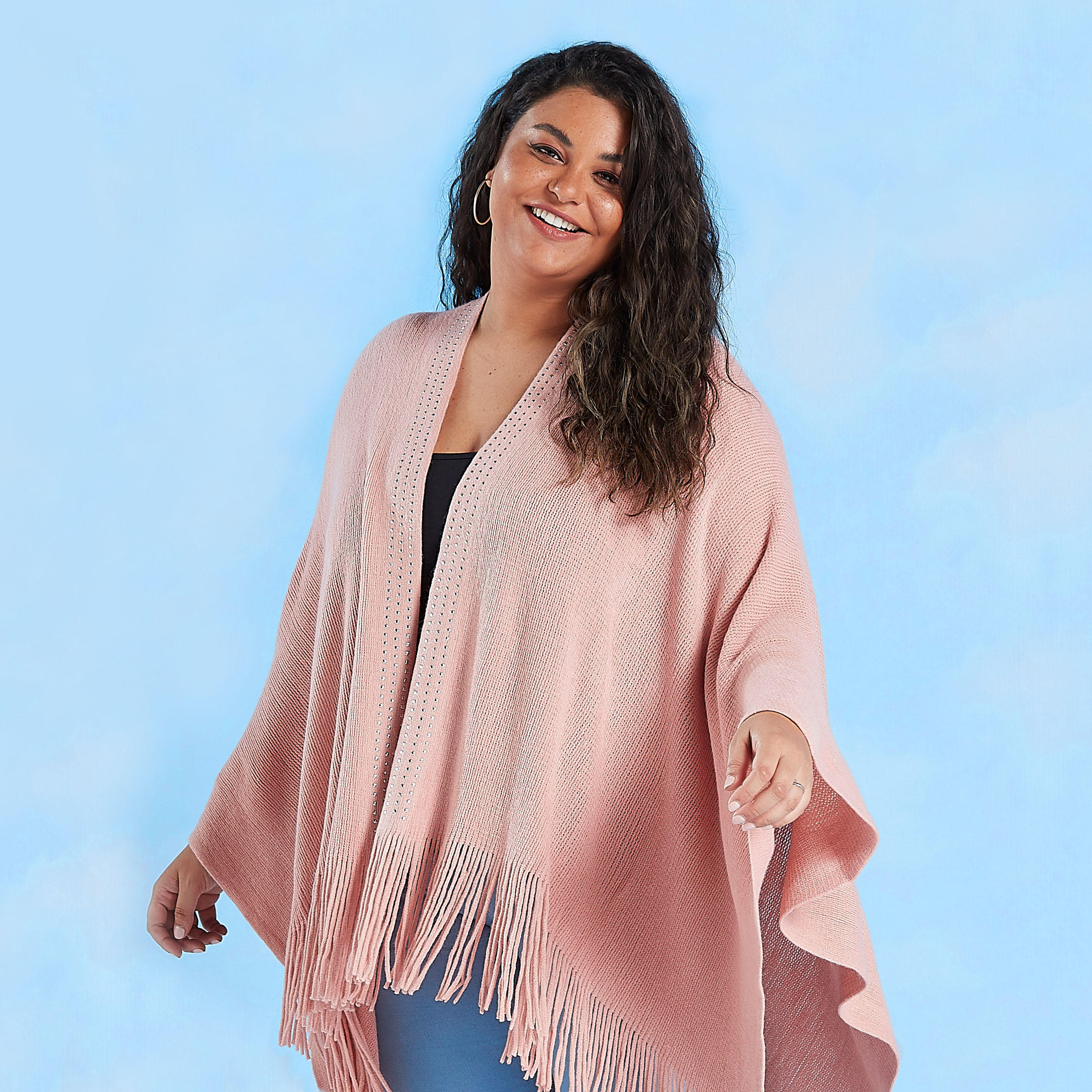 كارديجان بونشو بتفاصيل مزيّنة مع شراشيب-women-clothing-shirtsandblouses-blouses-image-1