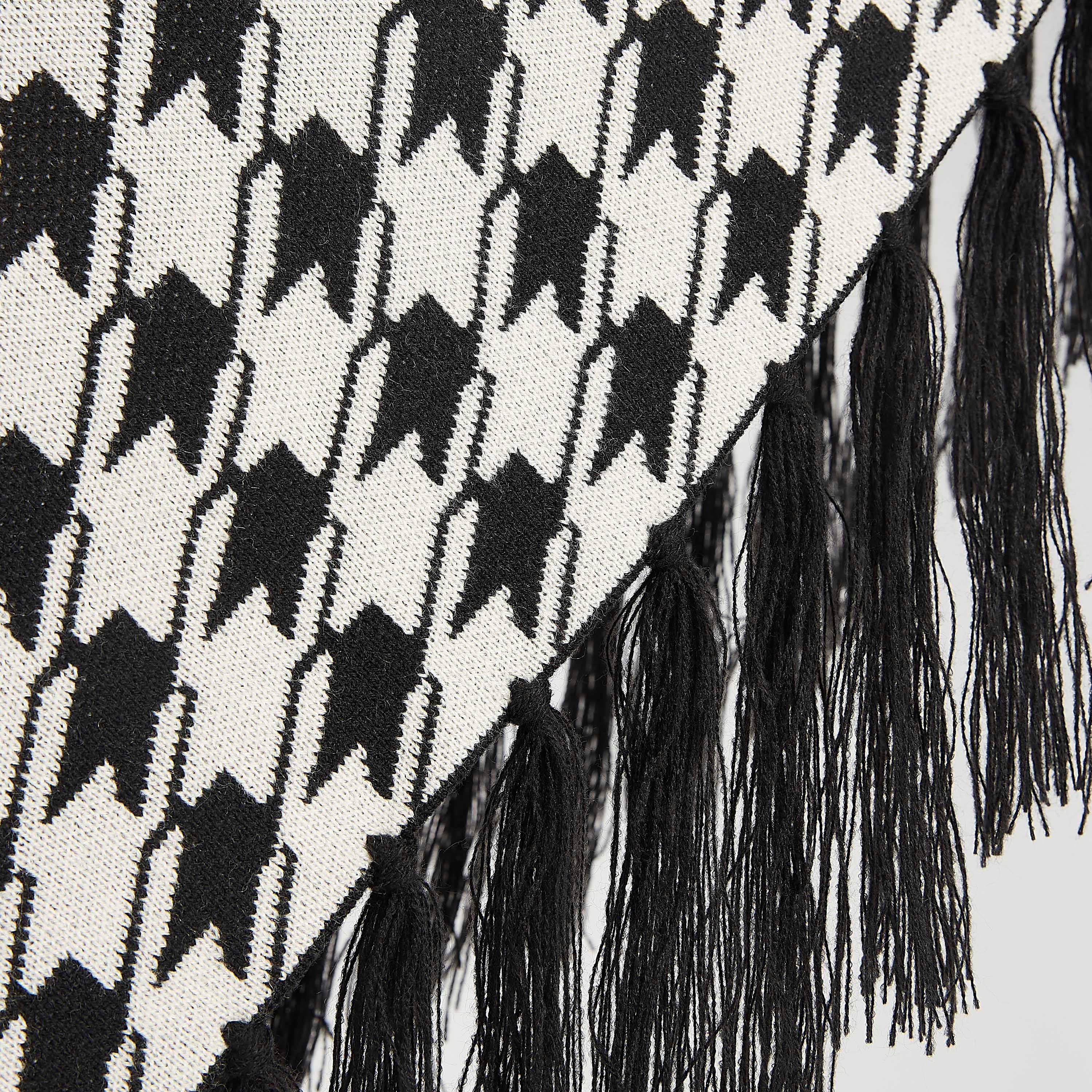 Houndstooth Jacquard Poncho with Tassels and High Neck-women-winterwear-cardigansandjumpers-cardigans-image-3