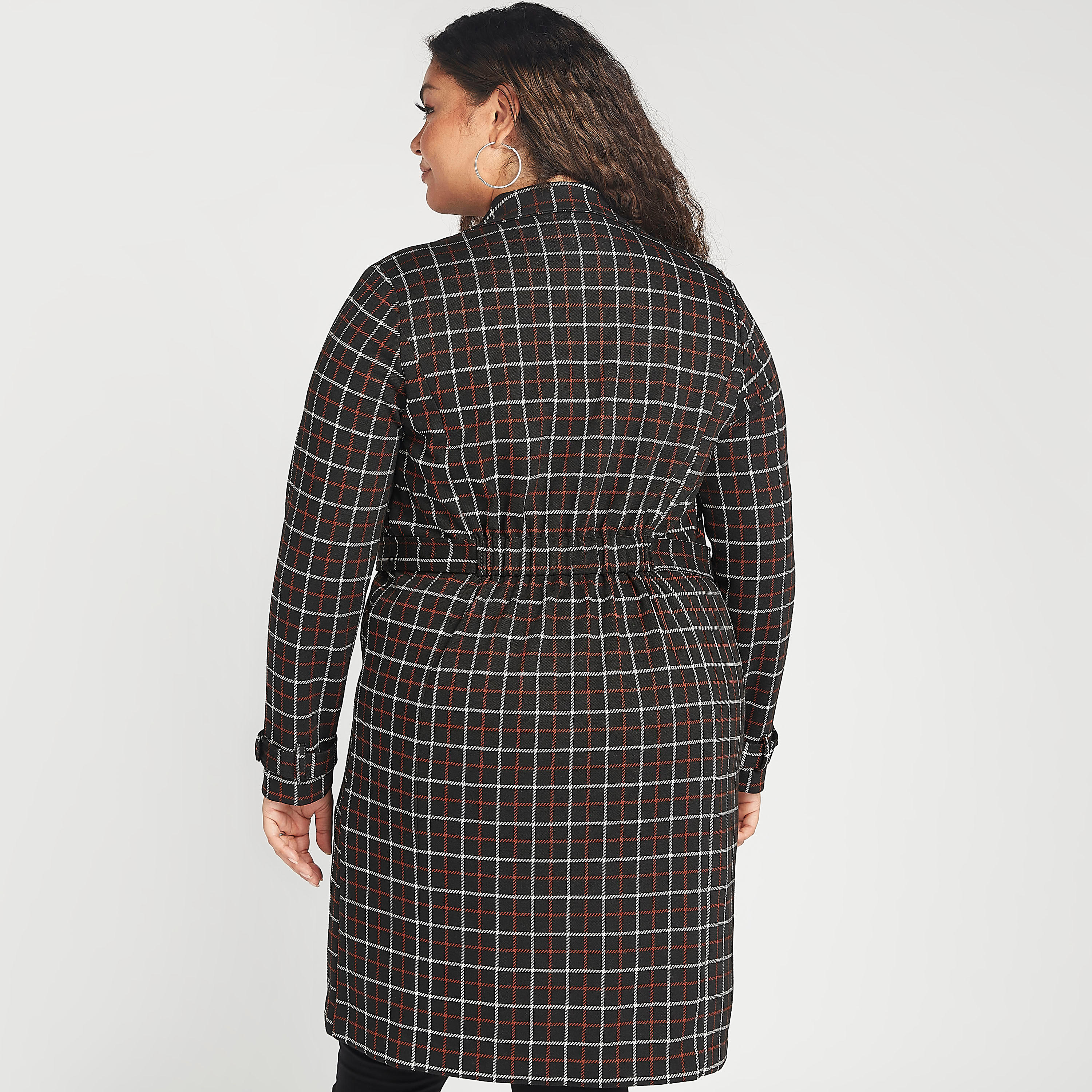 Checked Lightweight Coat with Notch Lapel and Pockets-women-clothing-coatsandjackets-coats-image-4