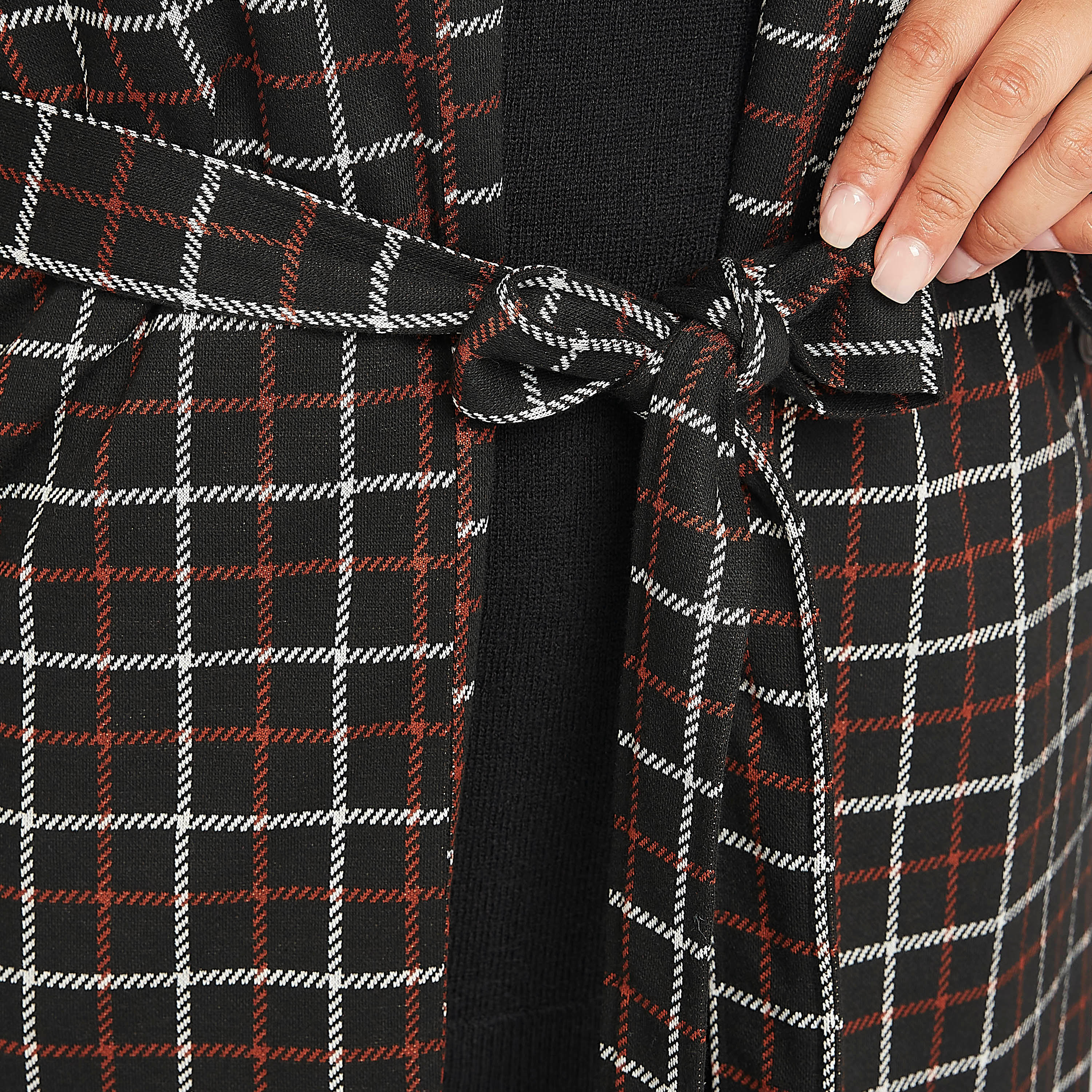 Checked Lightweight Coat with Notch Lapel and Pockets-women-clothing-coatsandjackets-coats-image-7
