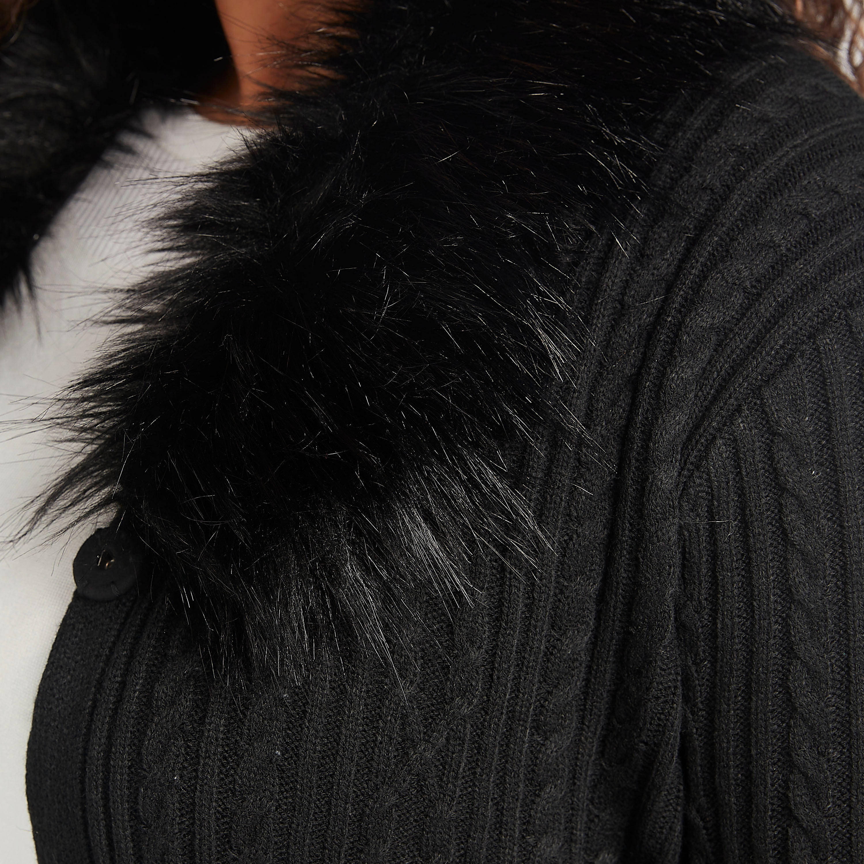 كارديجان مستدام بارز الملمس بياقة منسدلة وأكمام طويلة-women-winterwear-cardigansandjumpers-cardigans-image-3