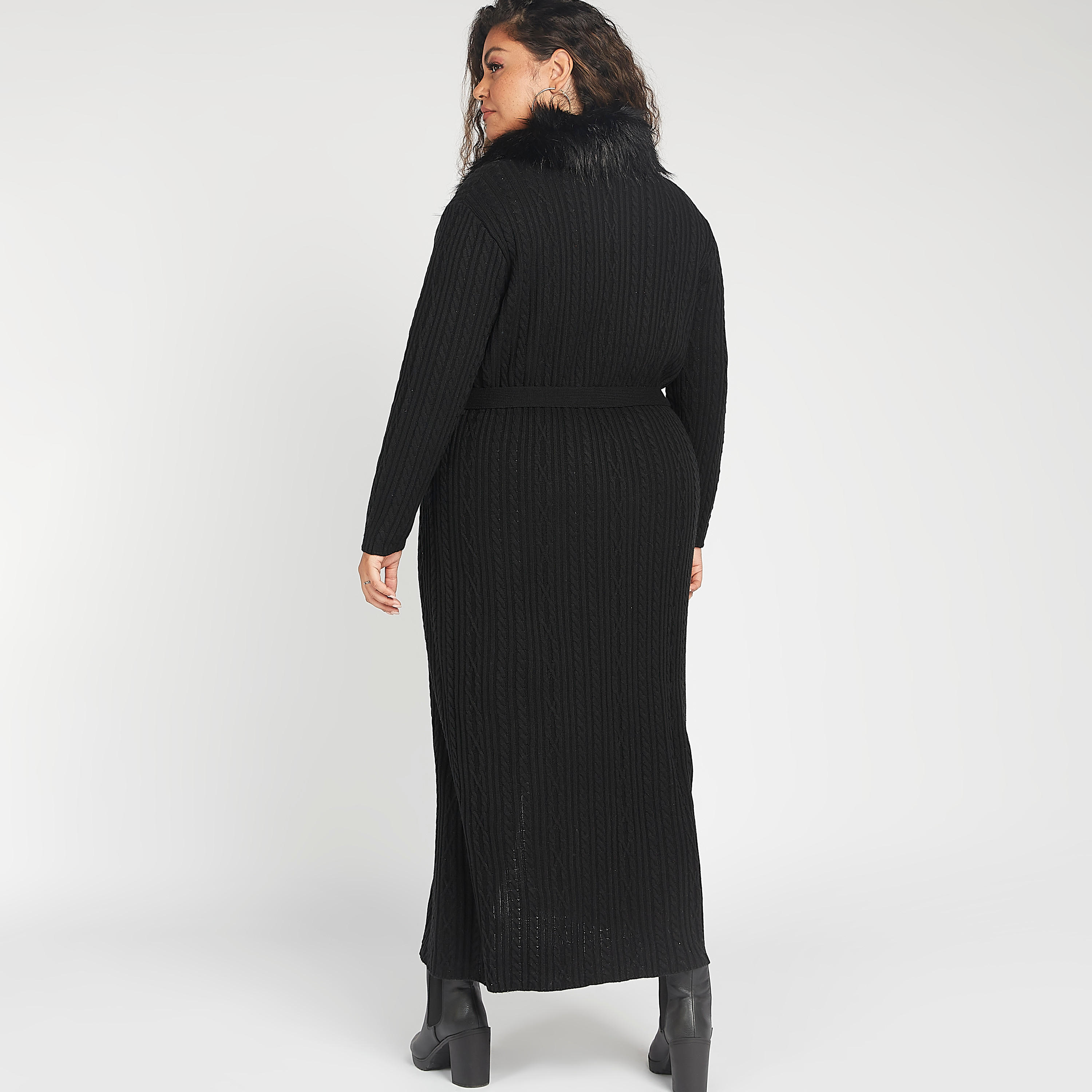 كارديجان مستدام بارز الملمس بياقة منسدلة وأكمام طويلة-women-winterwear-cardigansandjumpers-cardigans-image-4
