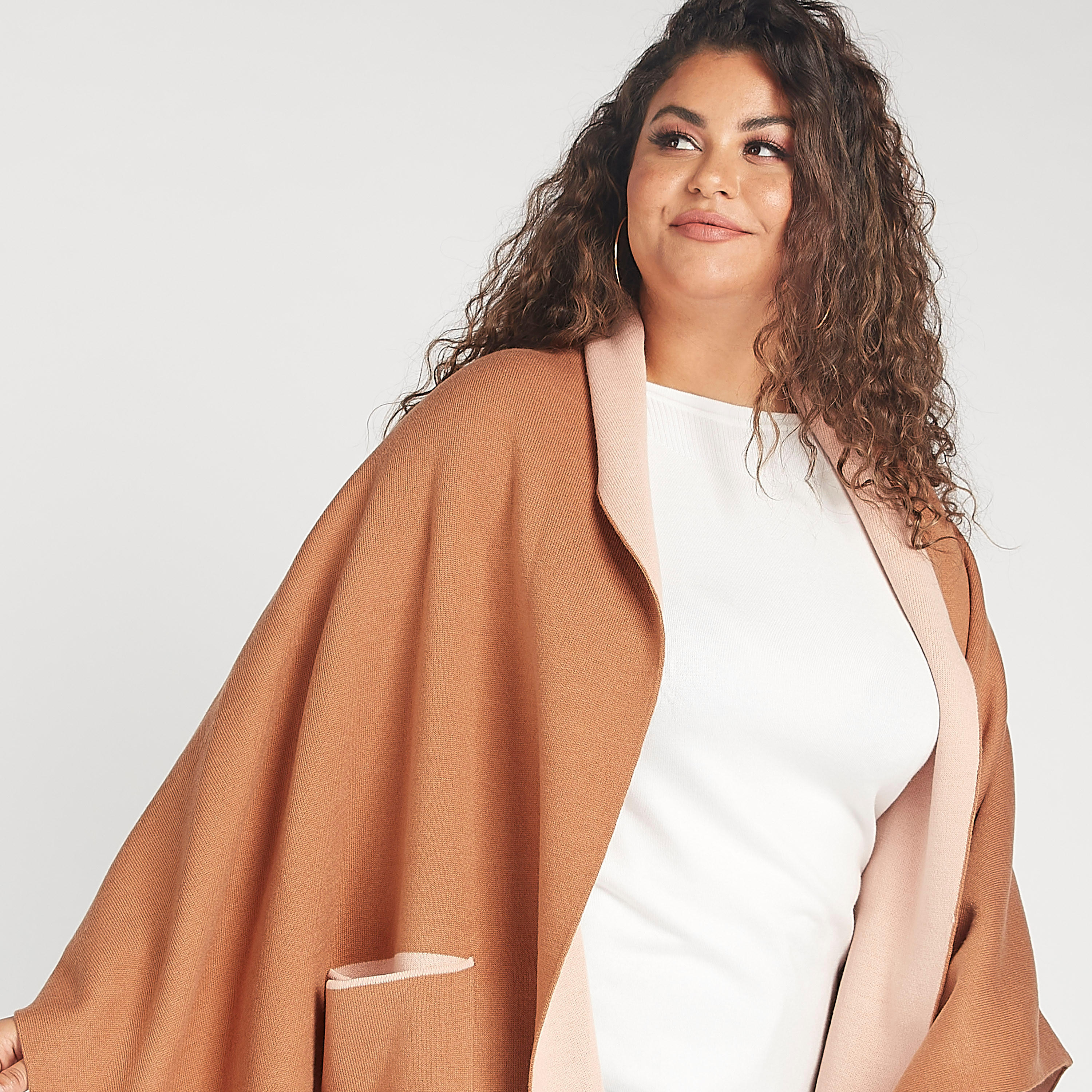 Solid Shrug with Shawl Neckline and Flared Sleeves-women-winterwear-cardigansandjumpers-cardigans-image-3
