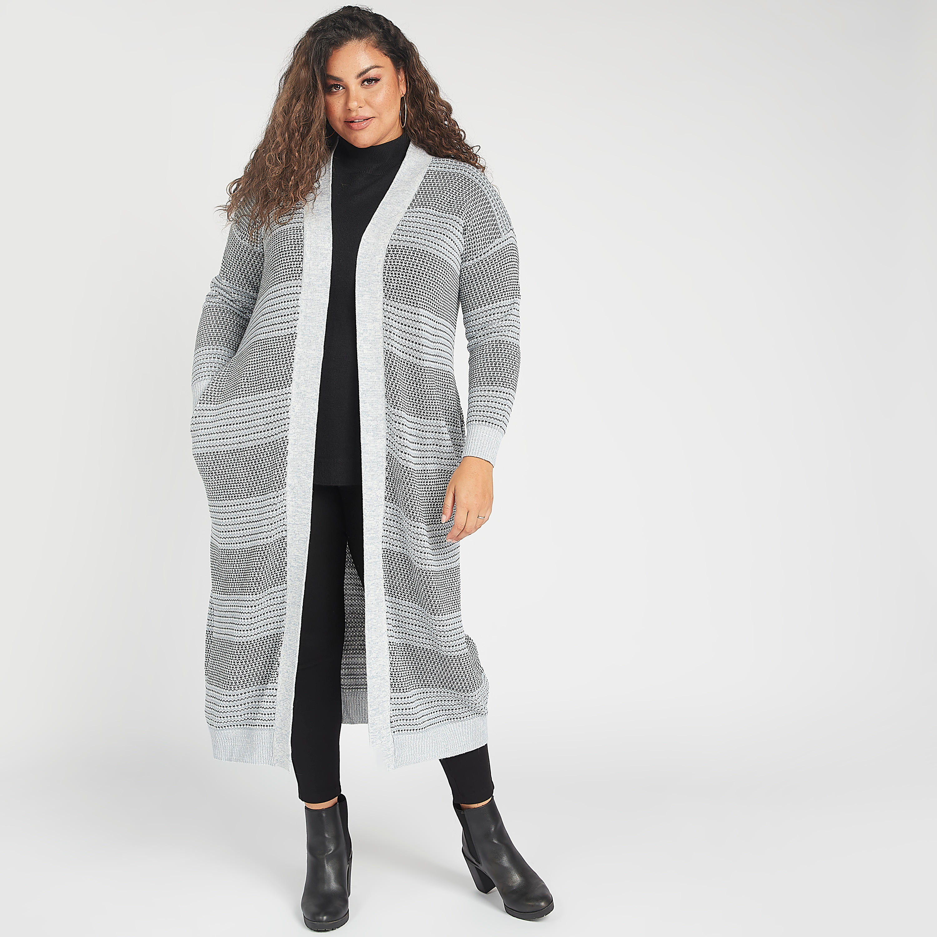 كارديجان مستدام بارز الملمس بياقة منسدلة وأكمام طويلة-women-winterwear-cardigansandjumpers-cardigans-image-1