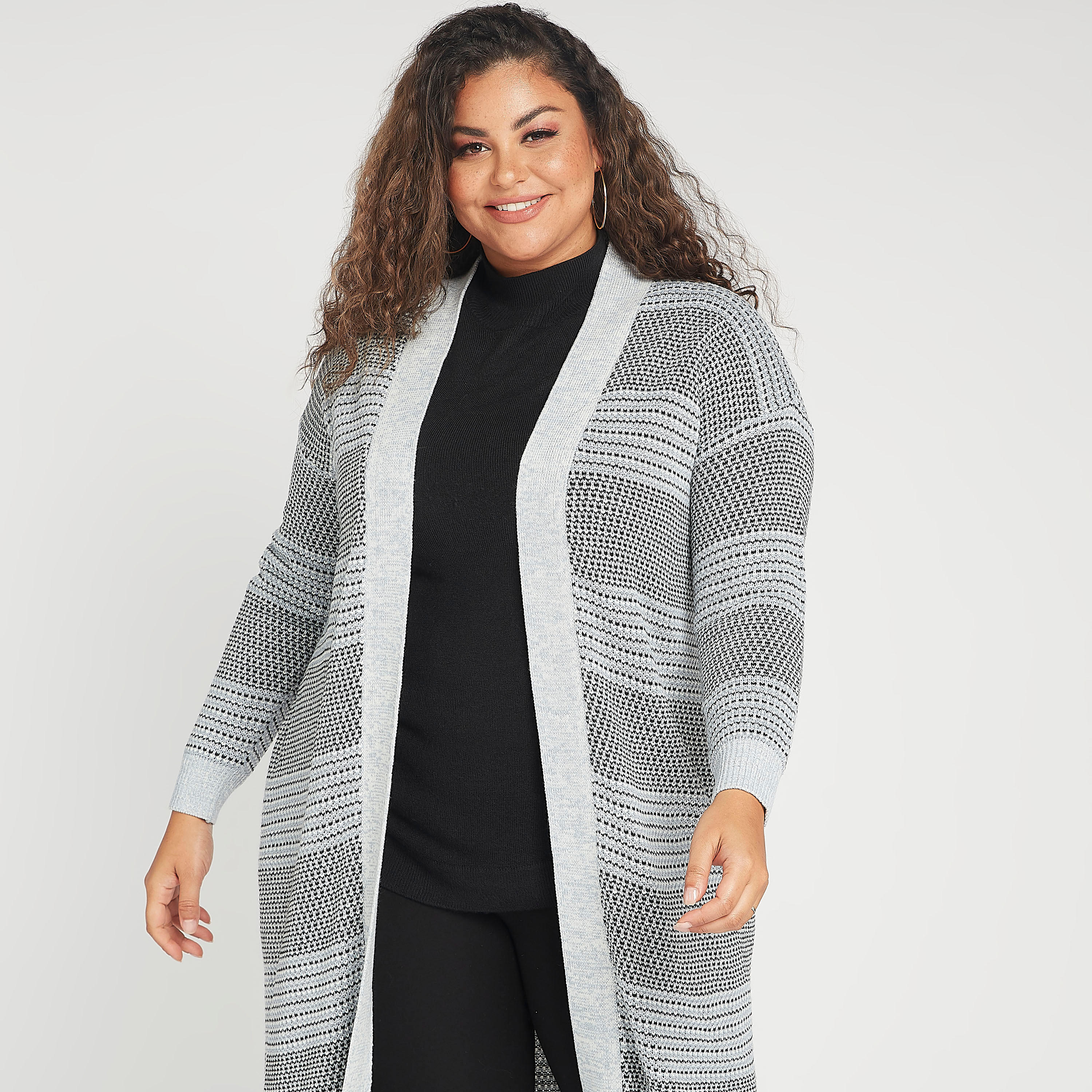 كارديجان مستدام بارز الملمس بياقة منسدلة وأكمام طويلة-women-winterwear-cardigansandjumpers-cardigans-image-2