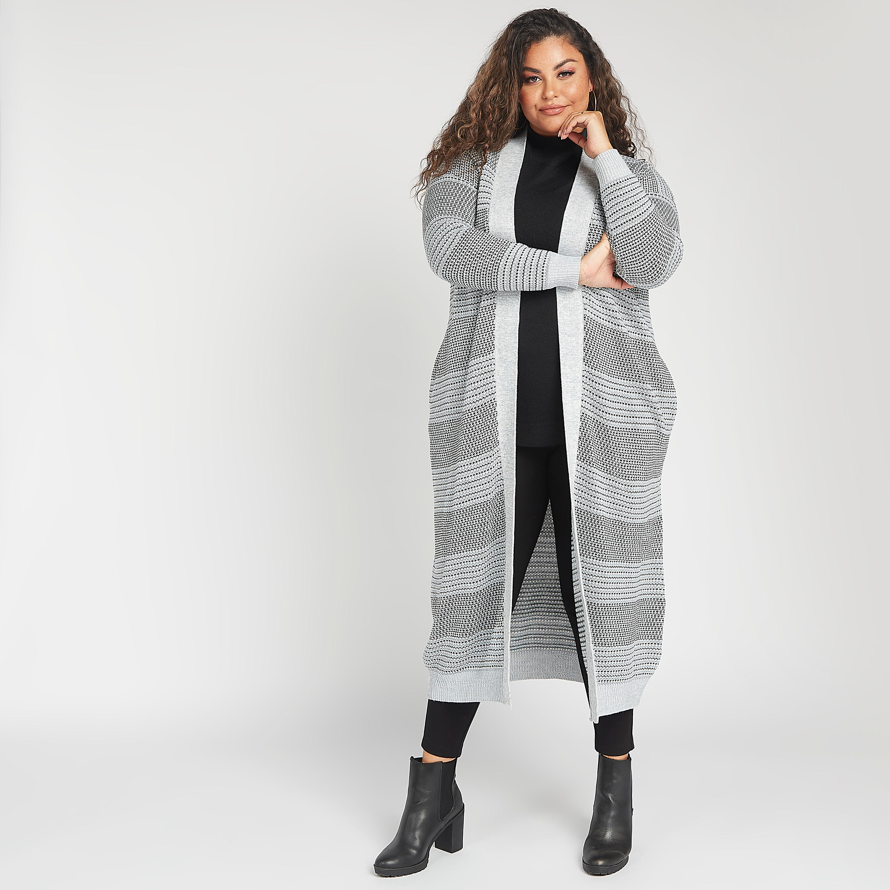كارديجان مستدام بارز الملمس بياقة منسدلة وأكمام طويلة-women-winterwear-cardigansandjumpers-cardigans-image-5
