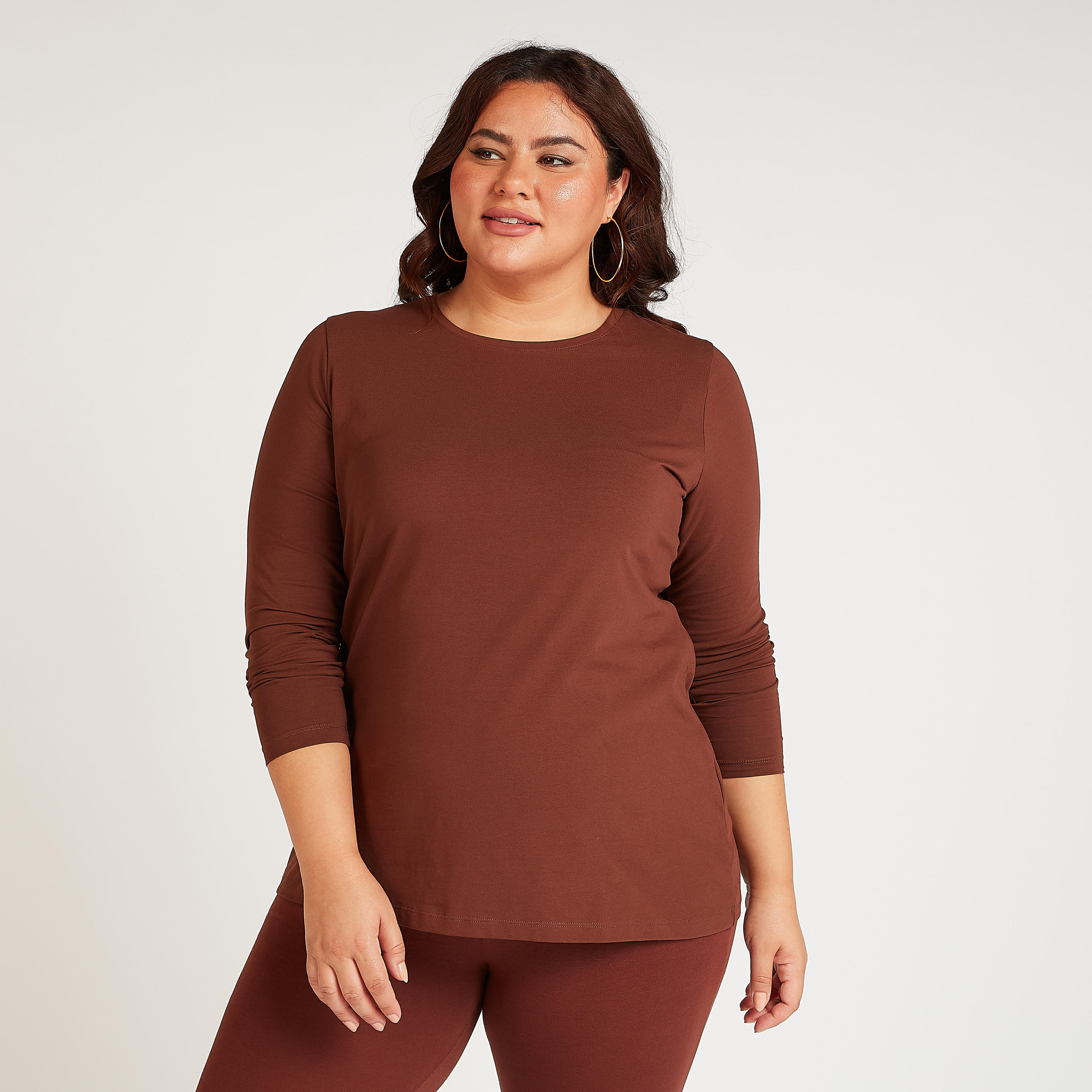 تيشيرت سادة بياقة ضيّقة وأكمام طويلة-women-clothing-tshirts-image-1