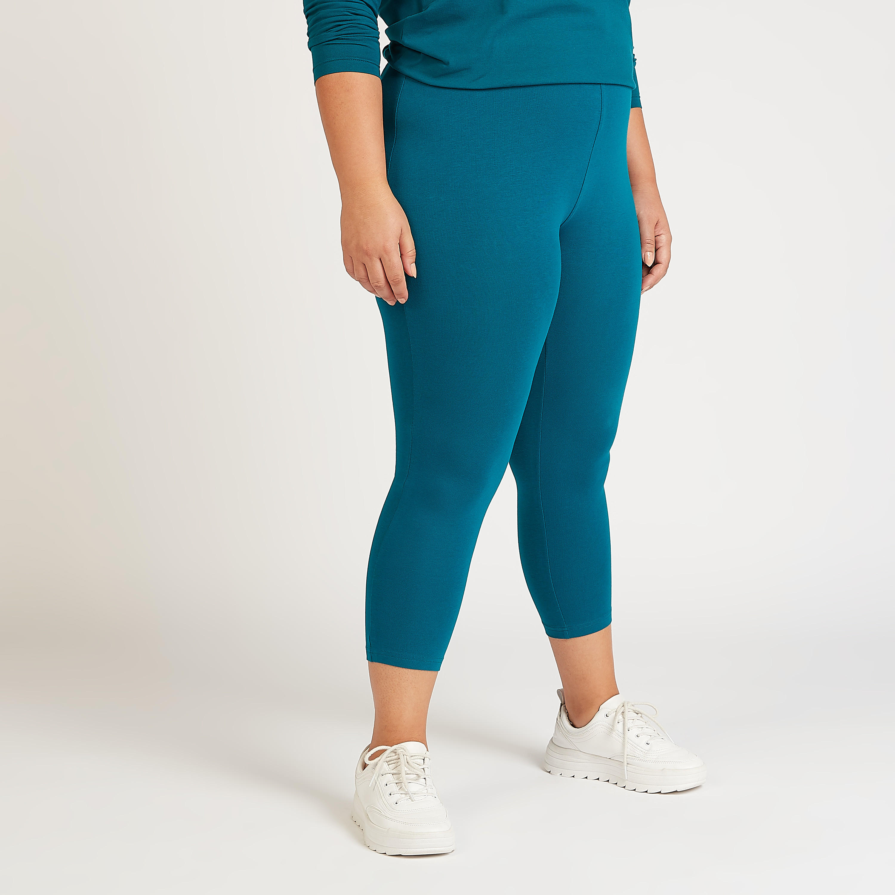 Solid Cropped Leggings with Elasticised Waistband-women-clothing-bottoms-leggings-image-1