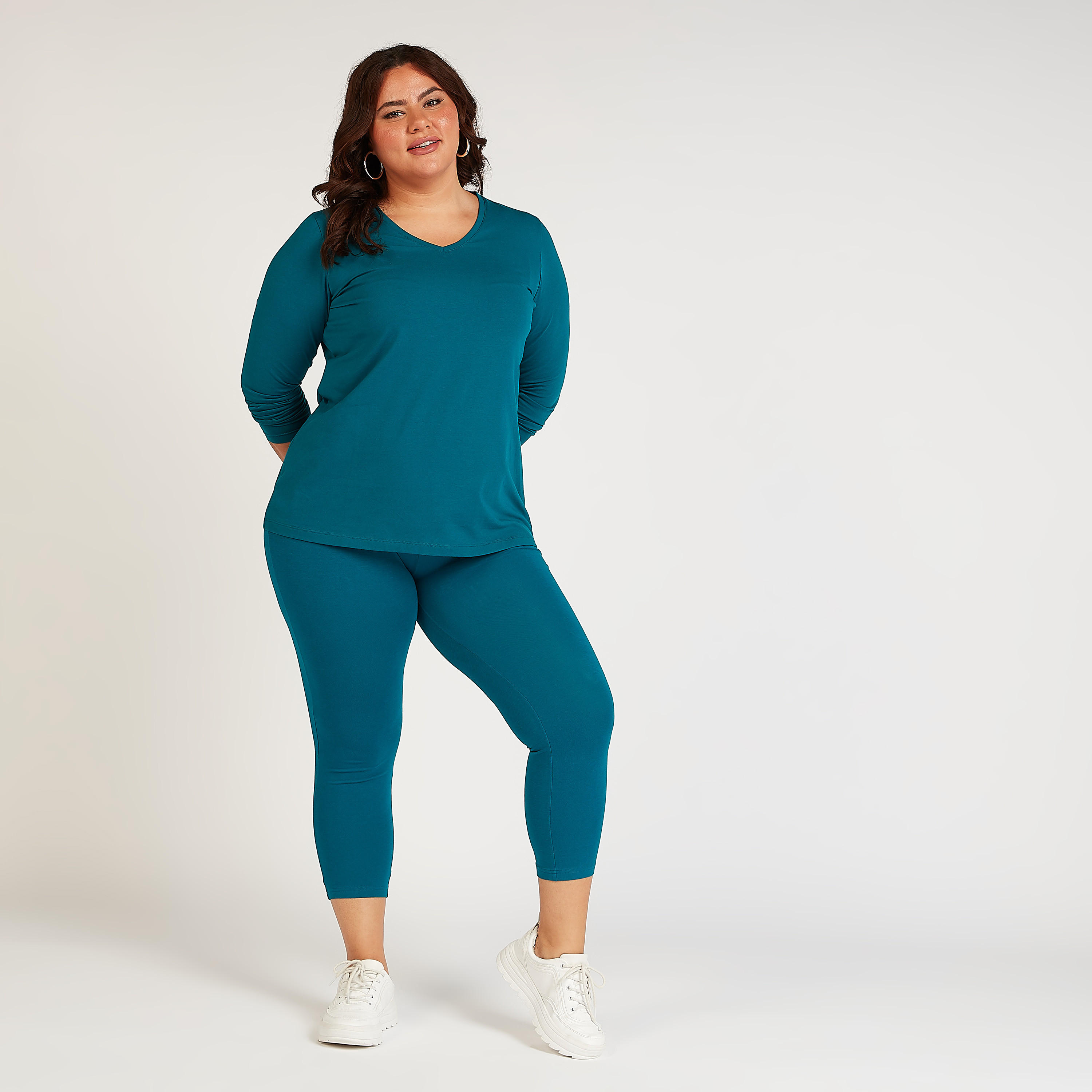 Solid Cropped Leggings with Elasticised Waistband-women-clothing-bottoms-leggings-image-2