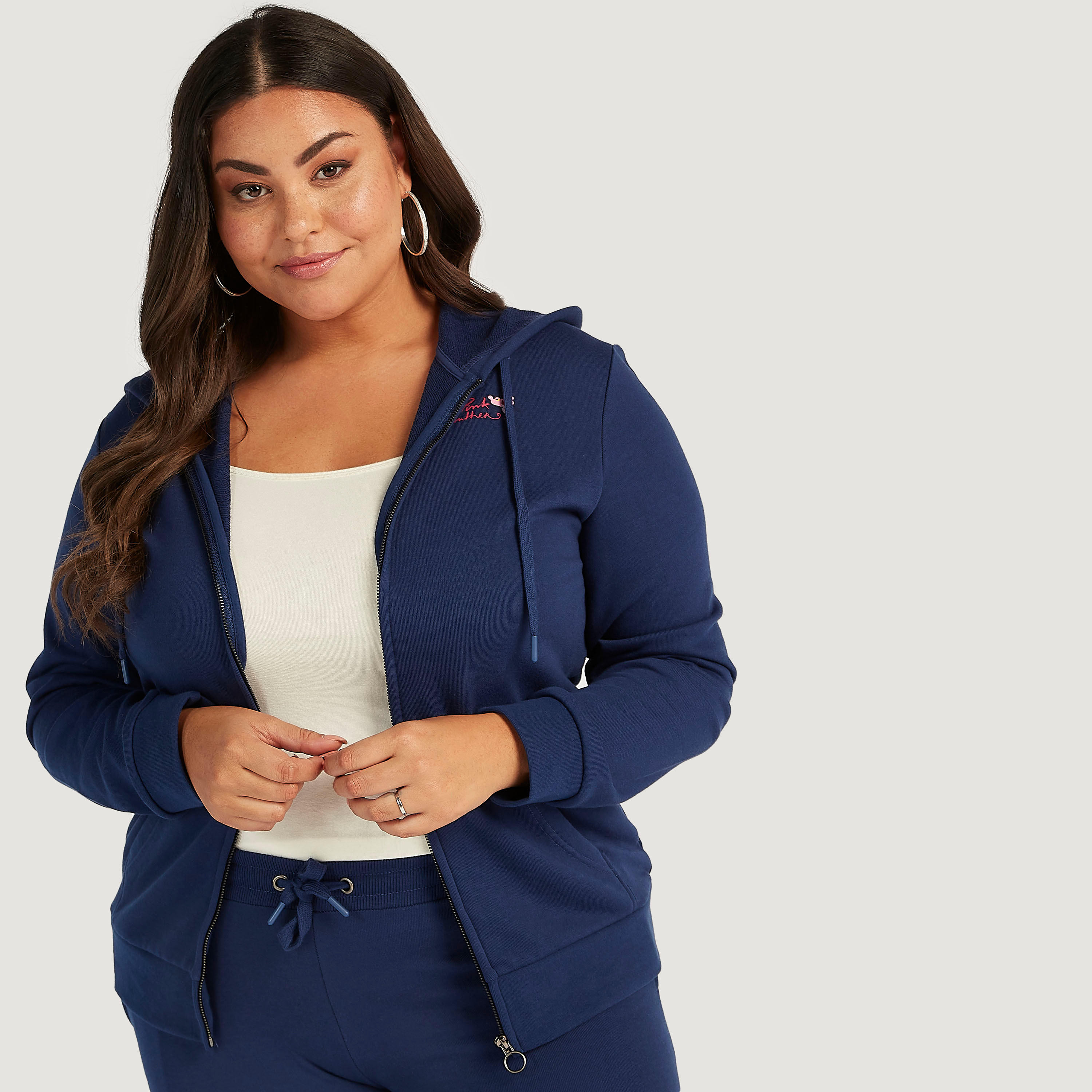 هودي بسحّاب وأكمام طويلة وطبعات بينك بانتر-women-winterwear-coatsandjackets-jackets-image-1