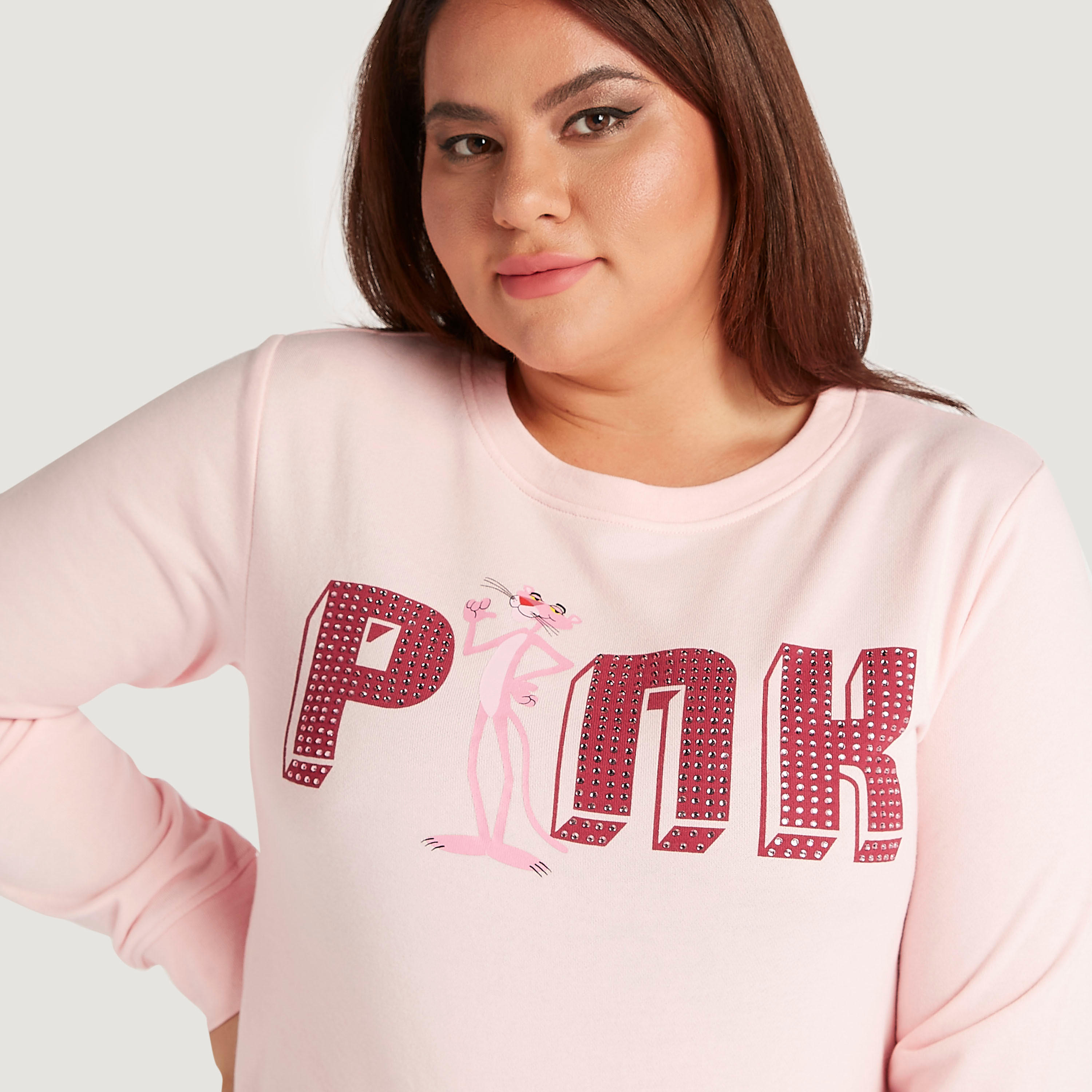 سويت شيرت بأكمام طويلة وقبّعة وطبعات بينك بانتر-women-winterwear-hoodiesandsweatshirts-sweatshirts-image-3