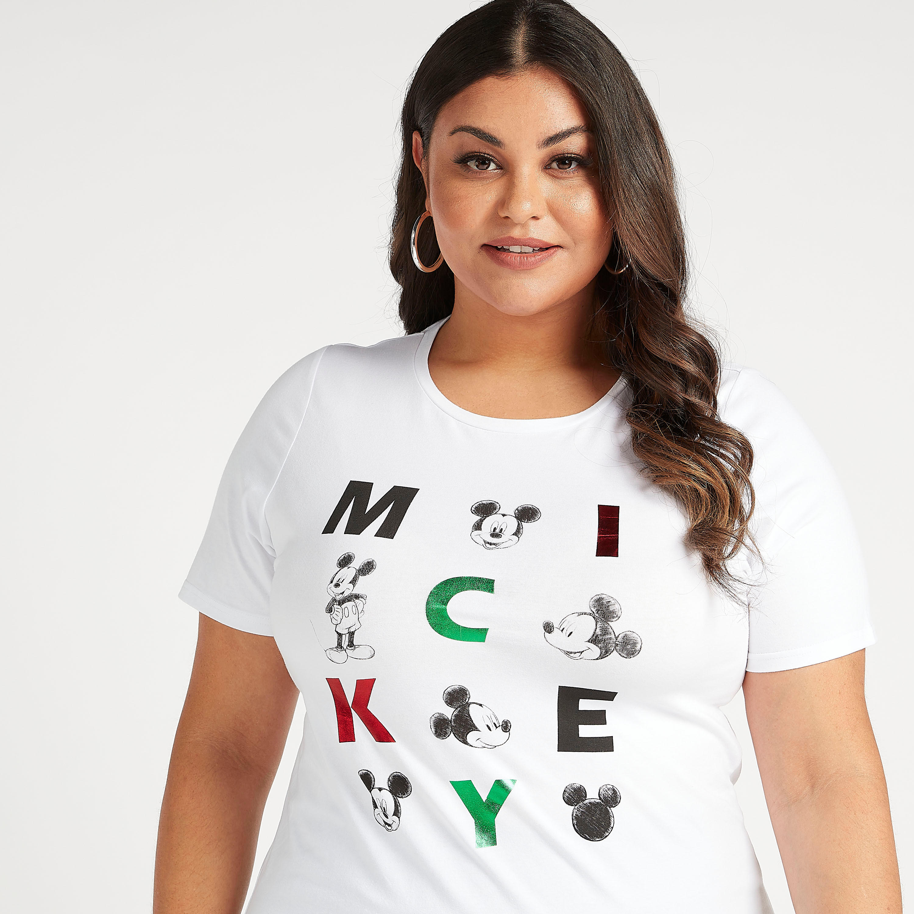 تيشيرت مستدام بياقة ضيّقة وأكمام قصيرة وطبعات ميكي ماوس-women-clothing-tshirts-image-3