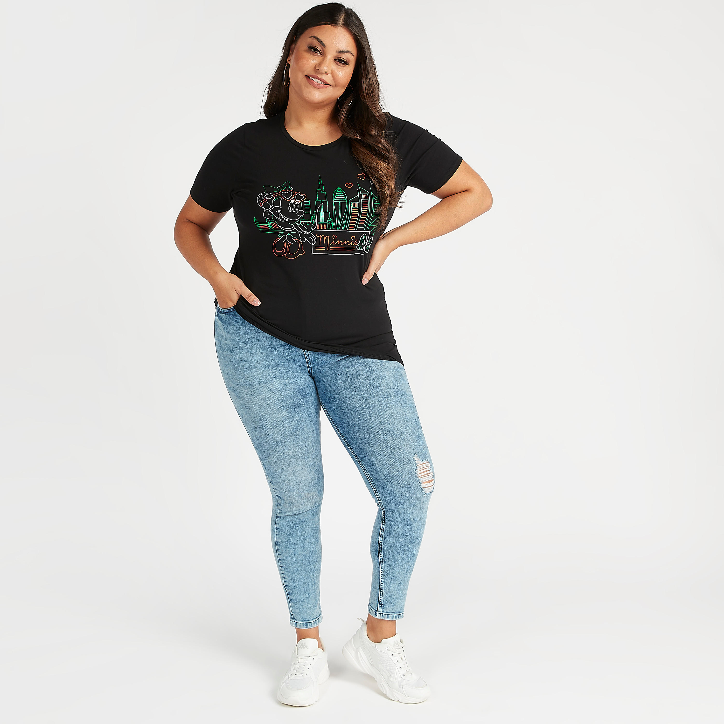 تيشيرت مستدام بياقة ضيّقة وأكمام قصيرة وطبعات ميني ماوس-women-clothing-tshirts-image-1