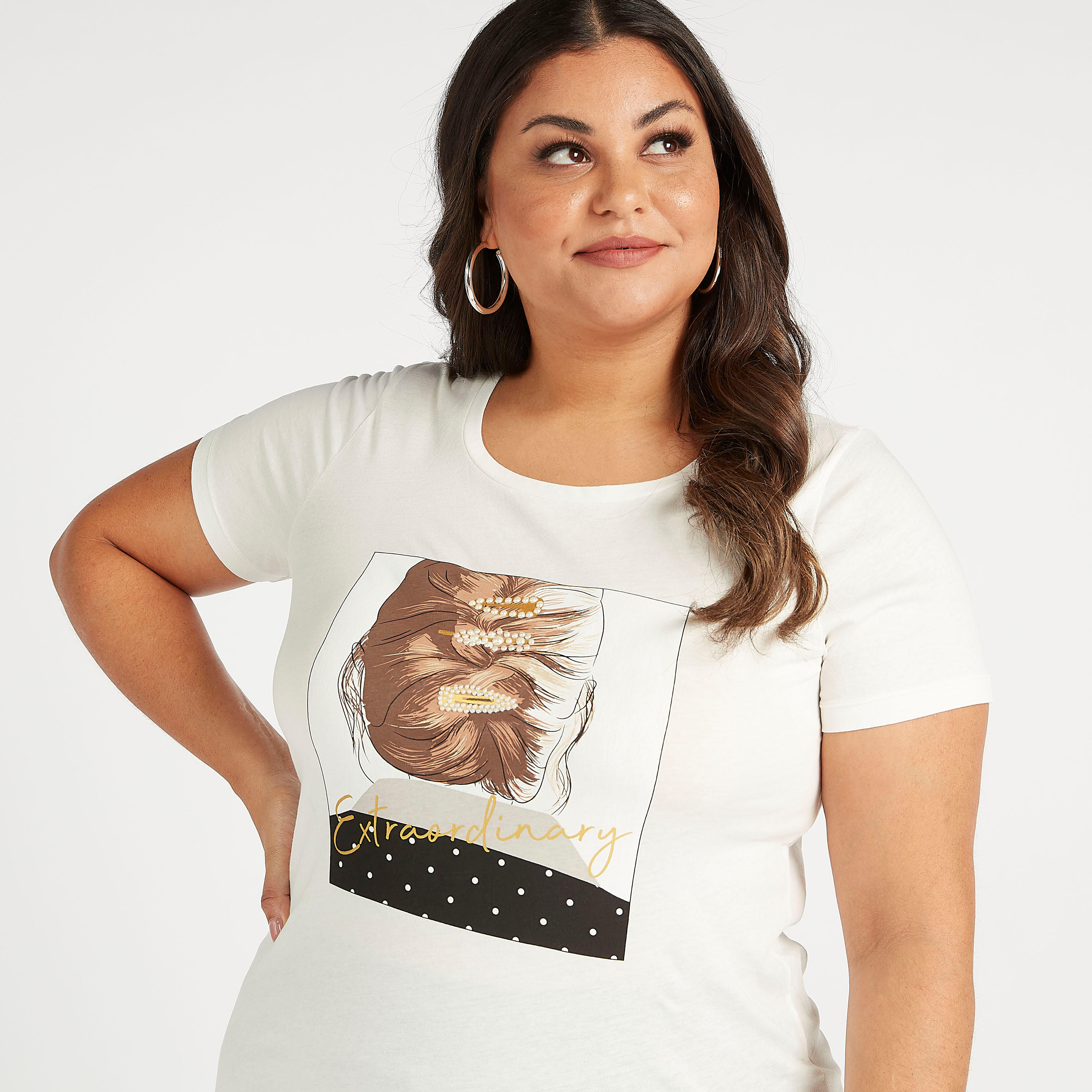 Sustainable Printed T-shirt with Round Neck and Short Sleeves-women-clothing-tshirts-image-3