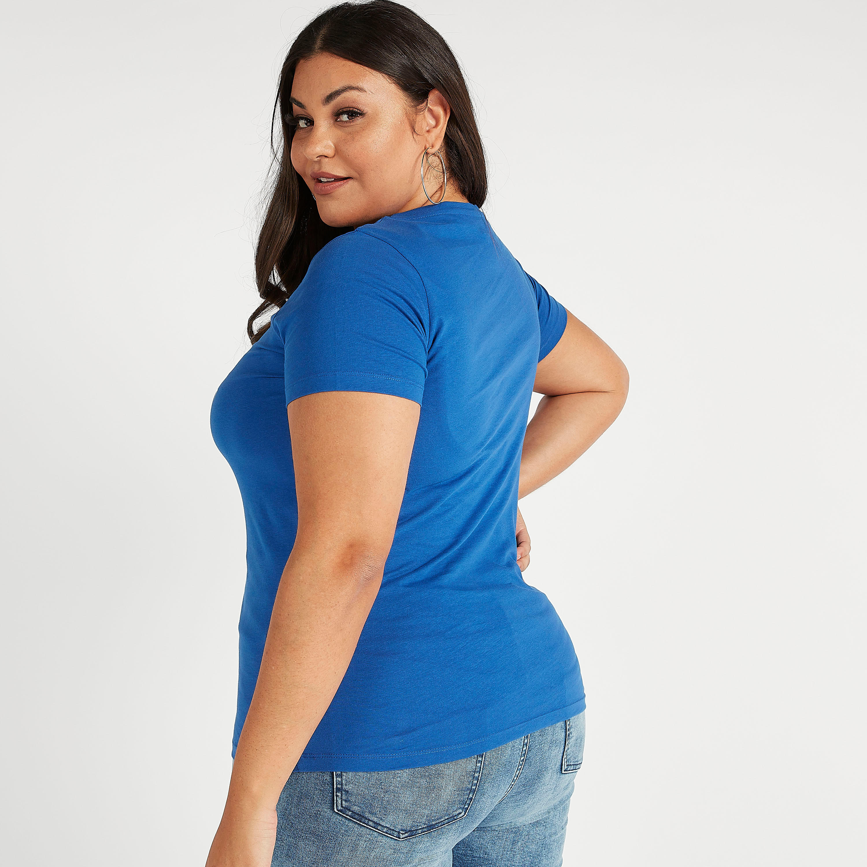 Sustainable Slogan Print Crew Neck T-shirt with Short Sleeves-women-clothing-tshirts-image-3