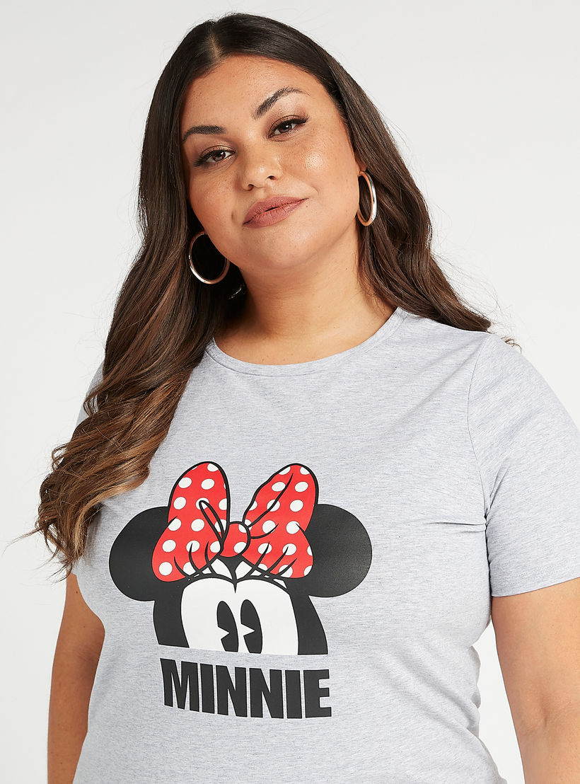 تيشيرت بياقة ضيّقة وأكمام قصيرة وطبعات ميني ماوس-women-clothing-tshirts-image-4