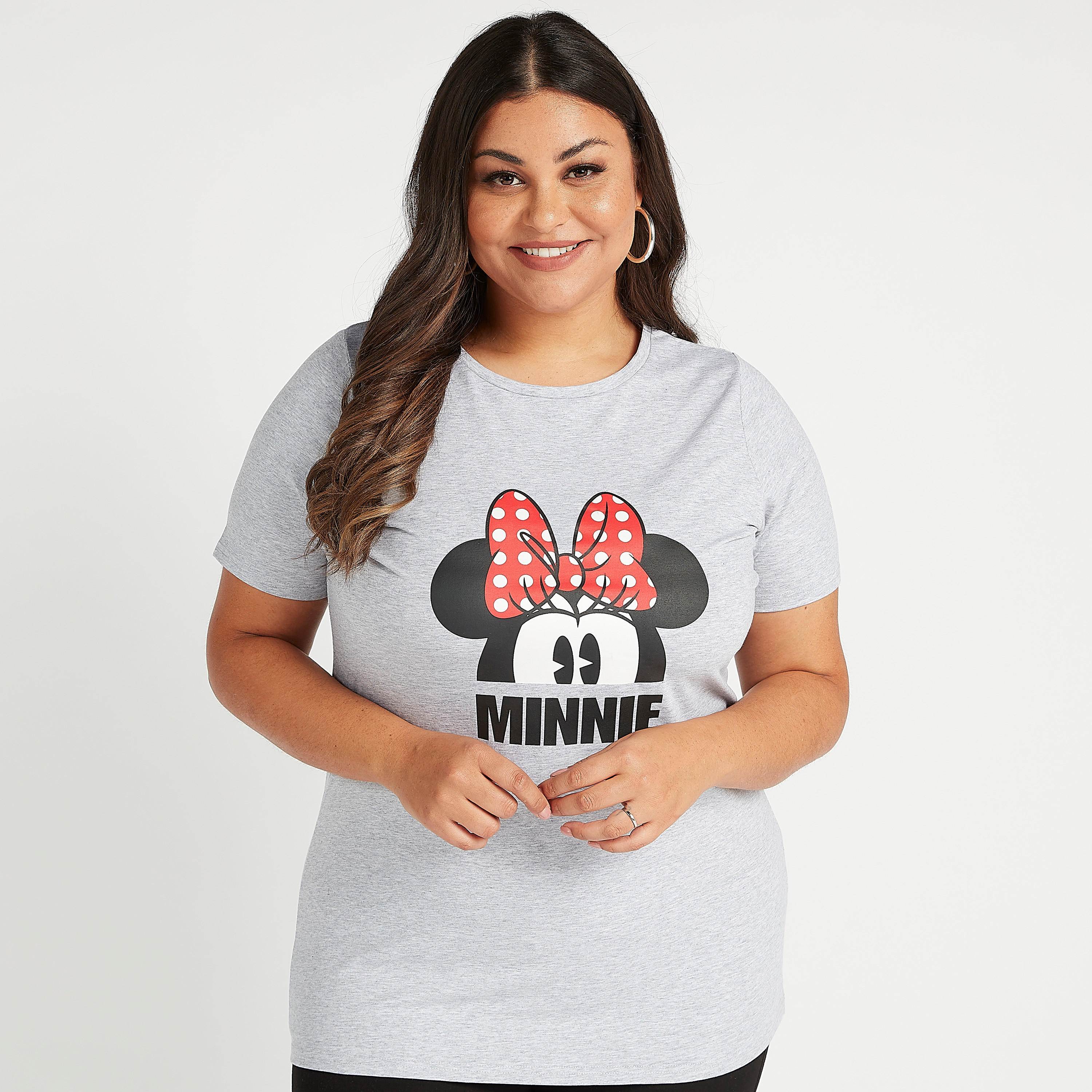 تيشيرت بياقة ضيّقة وأكمام قصيرة وطبعات ميني ماوس-women-clothing-tshirts-image-2
