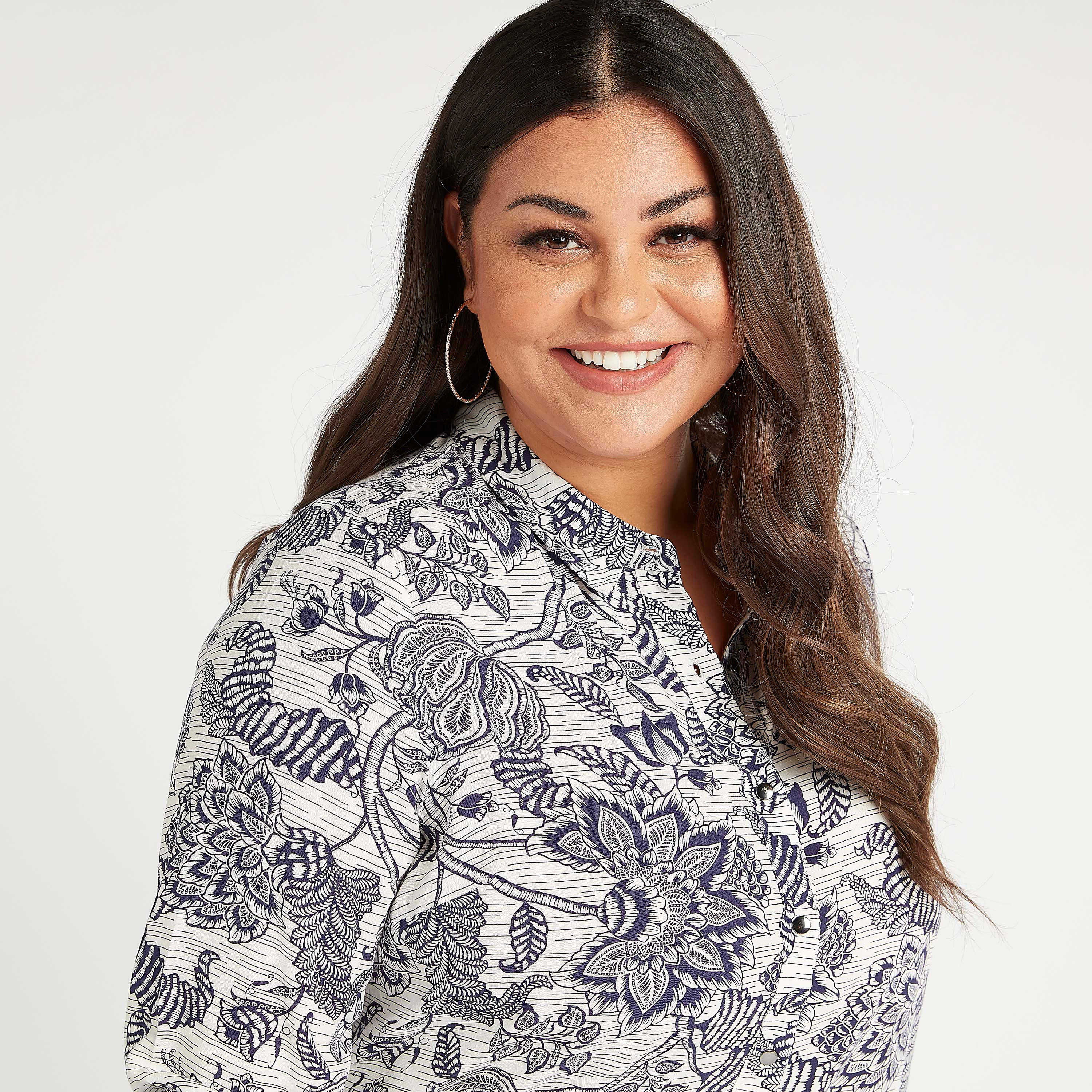 بلوزة بياقة ماندارين وأكمام طويلة وطبعات أزهار-women-clothing-shirtsandblouses-blouses-image-3
