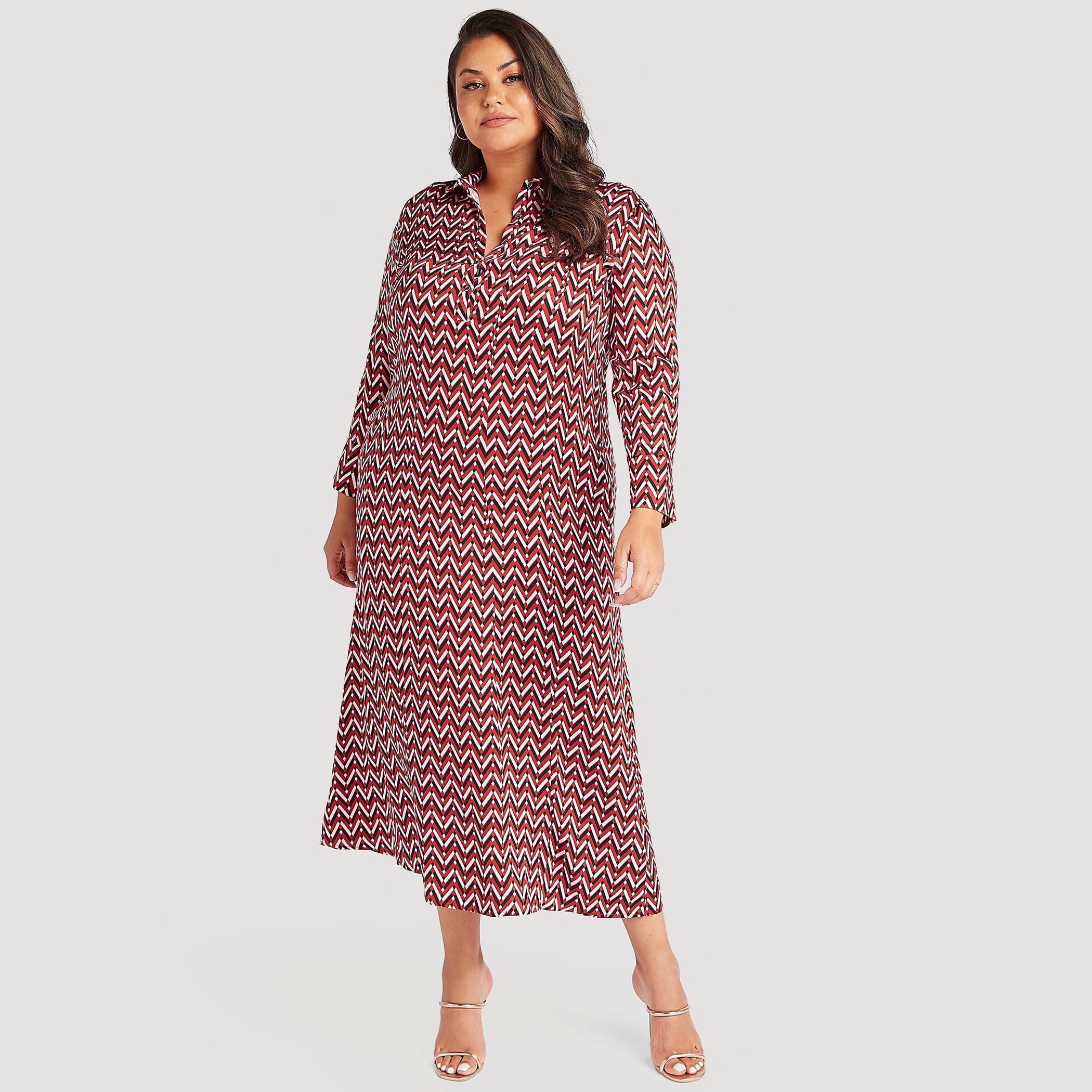 فستان ميدي إيه لاين بجيوب وأكمام طويلة-women-clothing-dresses-image-3