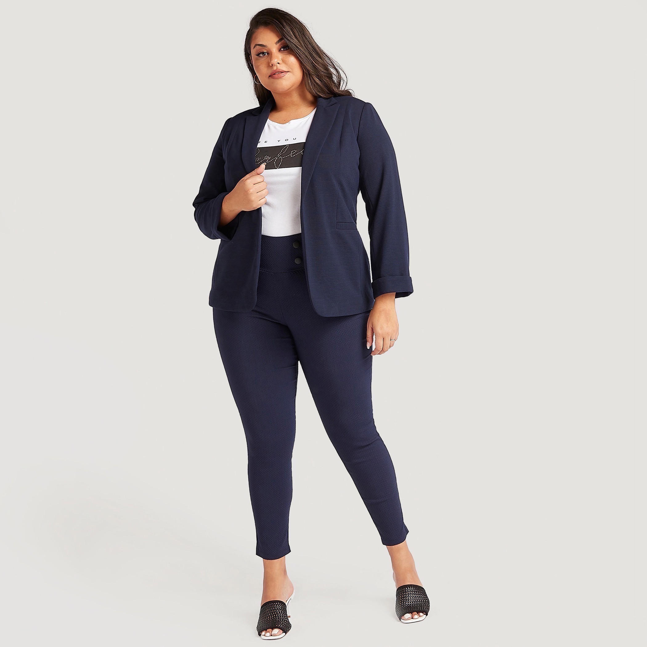 Textured Lightweight Blazer with Notched Lapel Collar-women-clothing-coatsandjackets-blazers-image-2