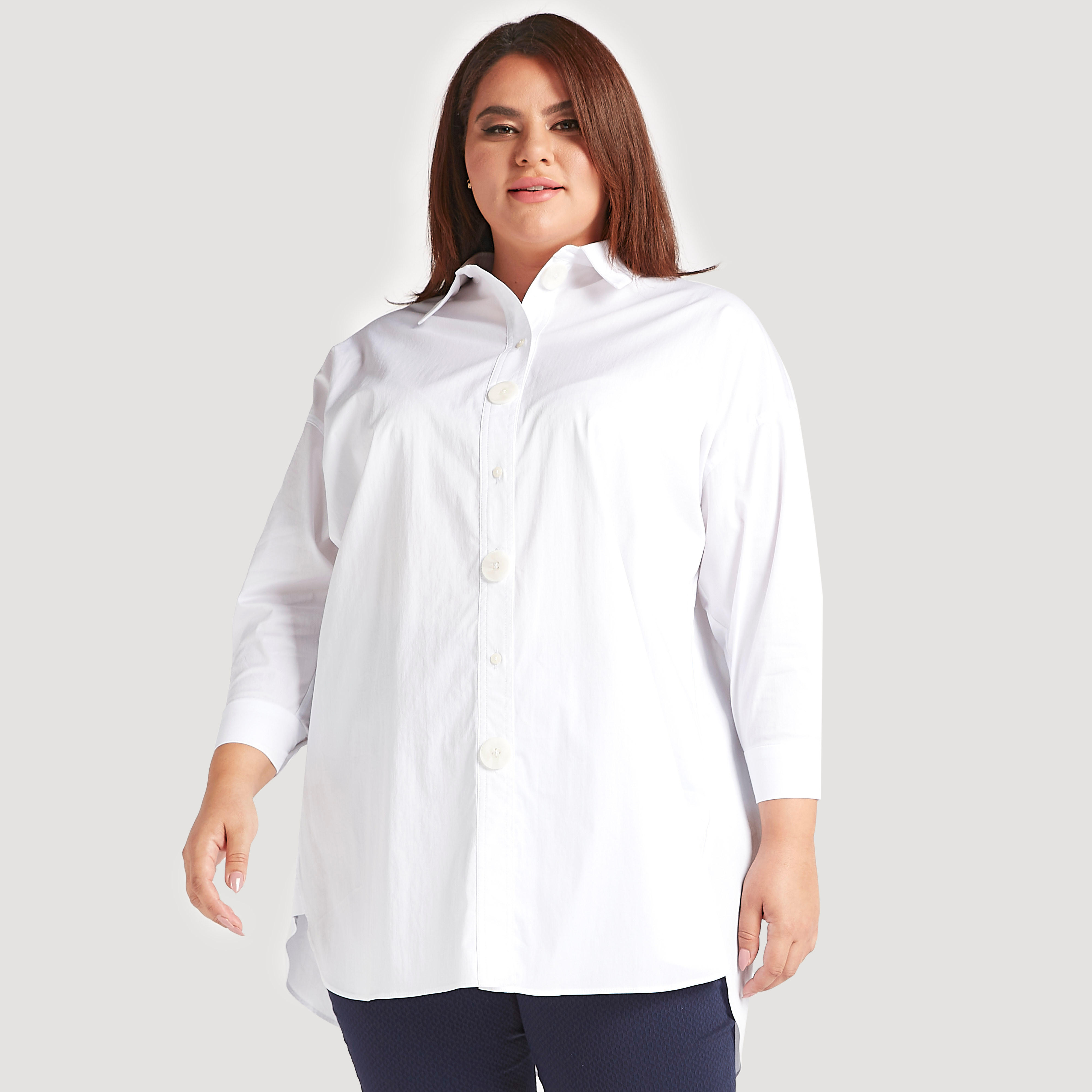 قميص سادة بأكمام طويلة وزر علوي-women-clothing-shirtsandblouses-blouses-image-5