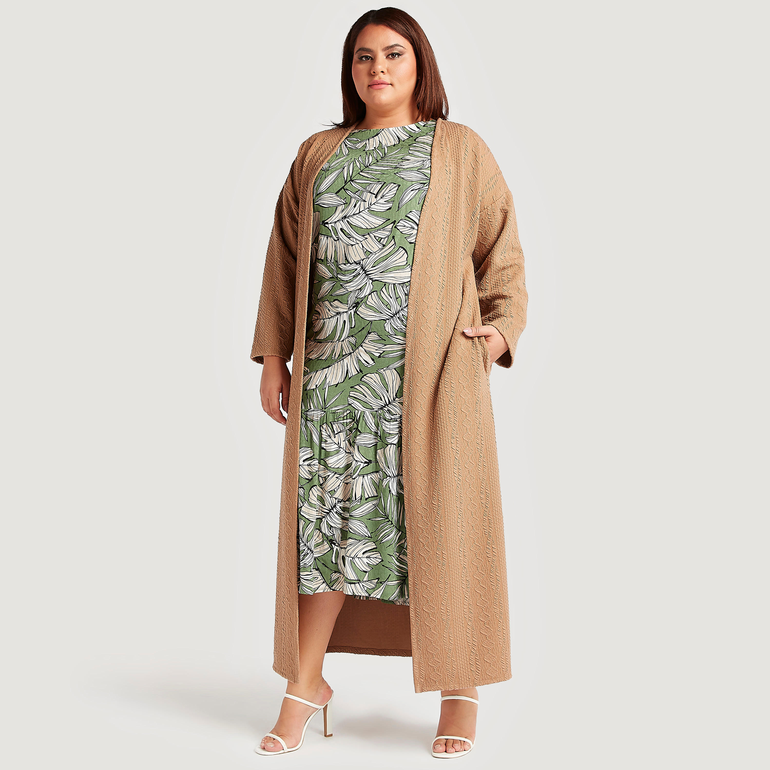 Textured Longline Cardigan with Long Sleeves and Pockets-women-winterwear-cardigansandjumpers-cardigans-image-2
