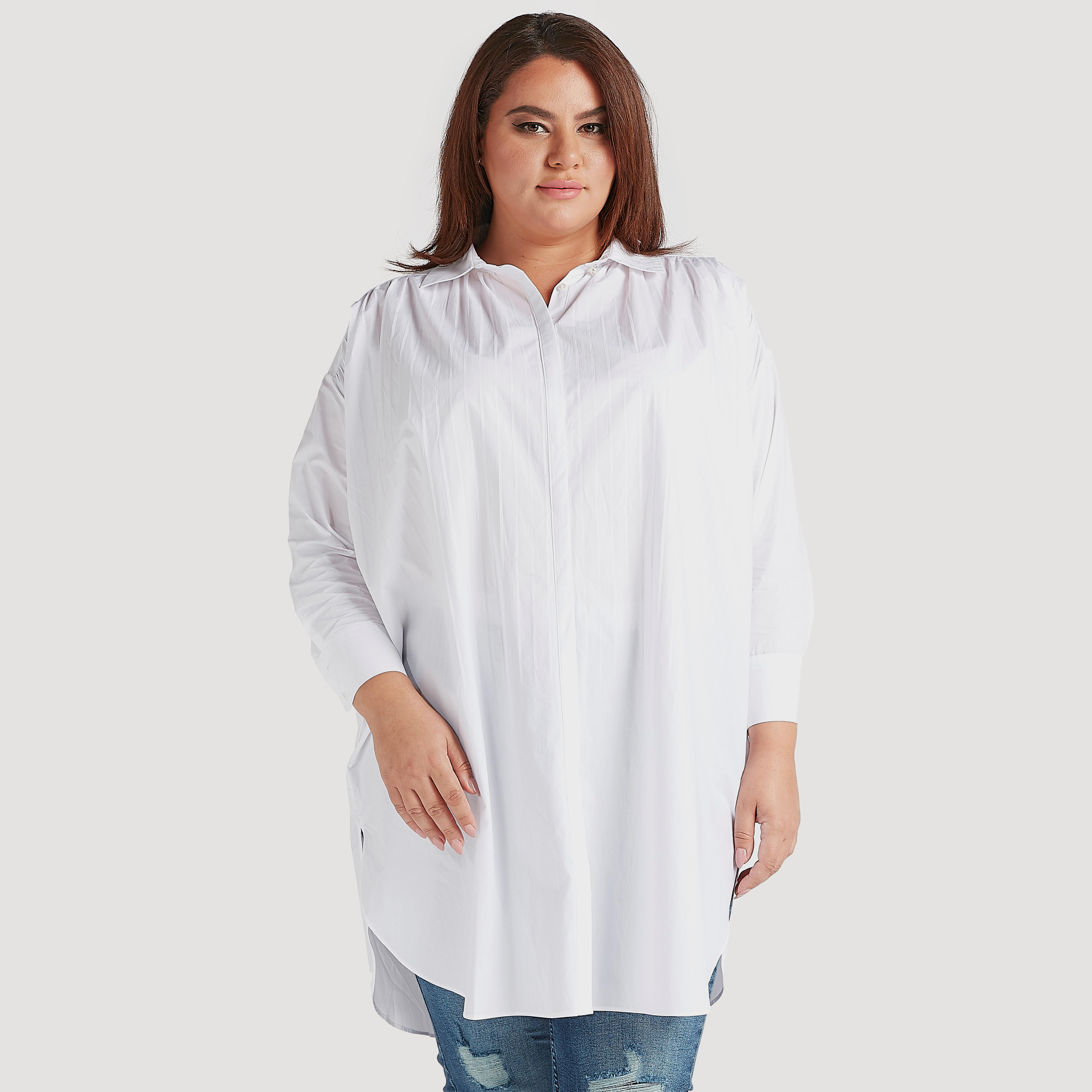 قميص طويل بزر علوي وأكمام طويلة وياقة عادية-women-clothing-shirtsandblouses-blouses-image-5