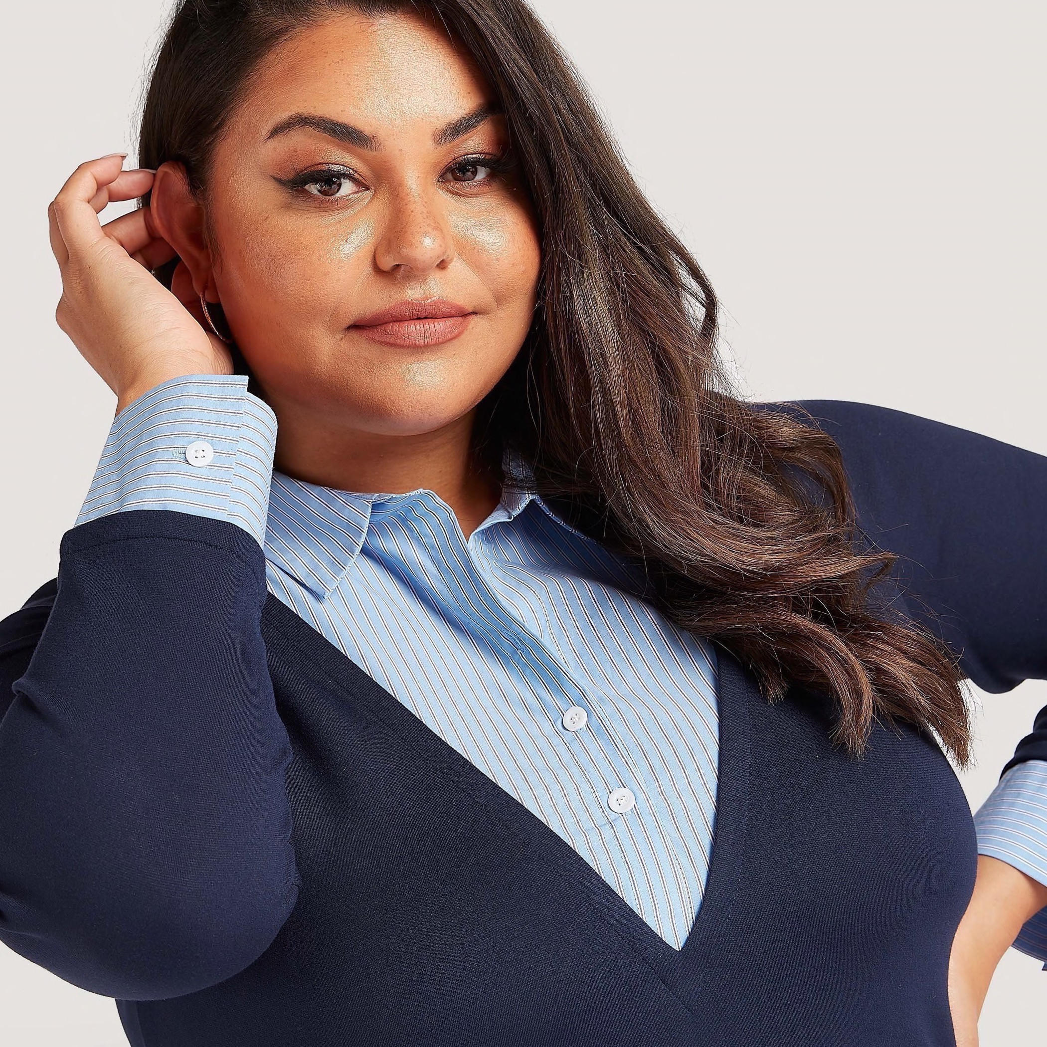 قميص تونيك مخطّط بجيوب وأكمام طويلة-women-clothing-shirtsandblouses-blouses-image-5
