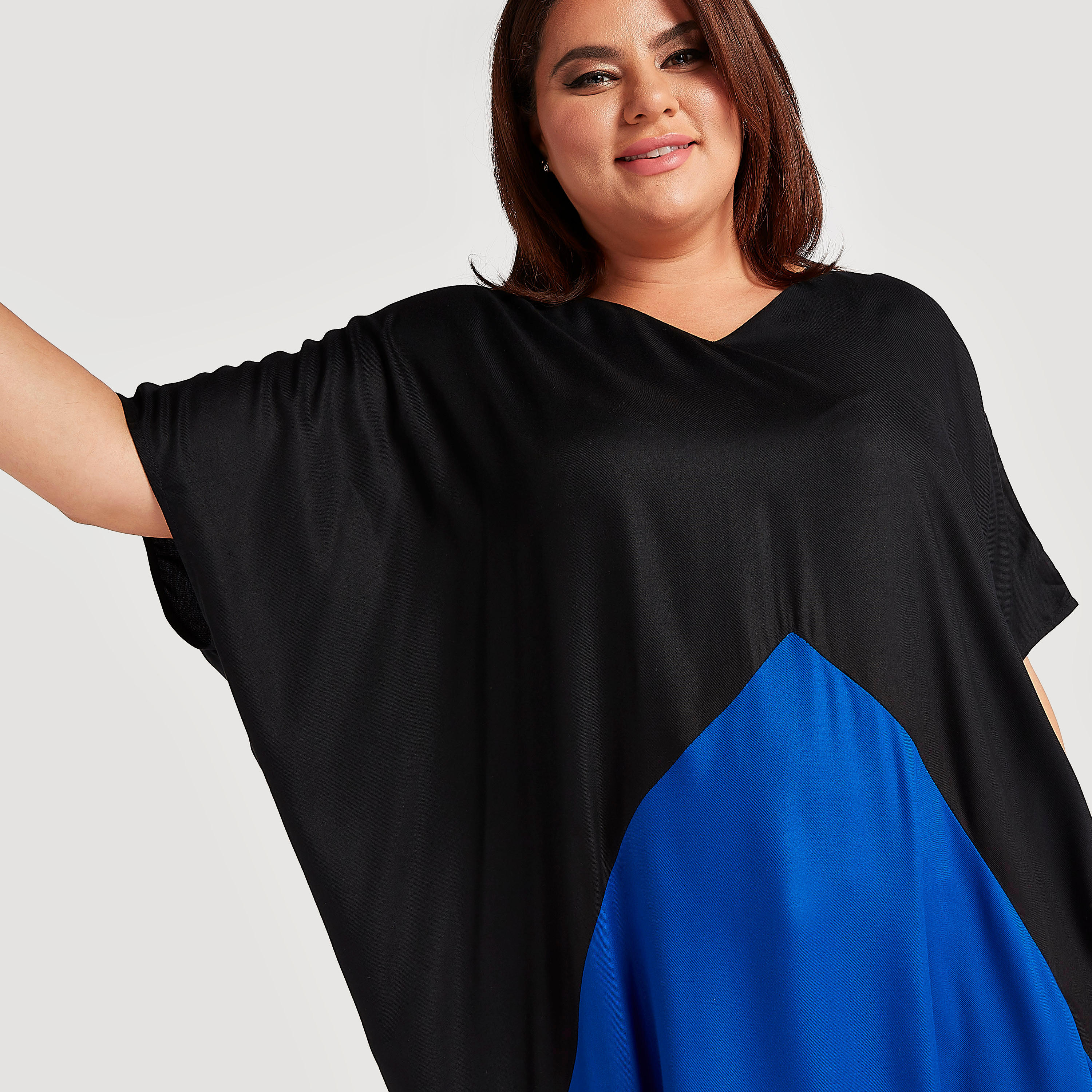 تونيك بقوالب ملوّنة وياقة v وأكمام قصيرة-women-clothing-shirtsandblouses-blouses-image-3