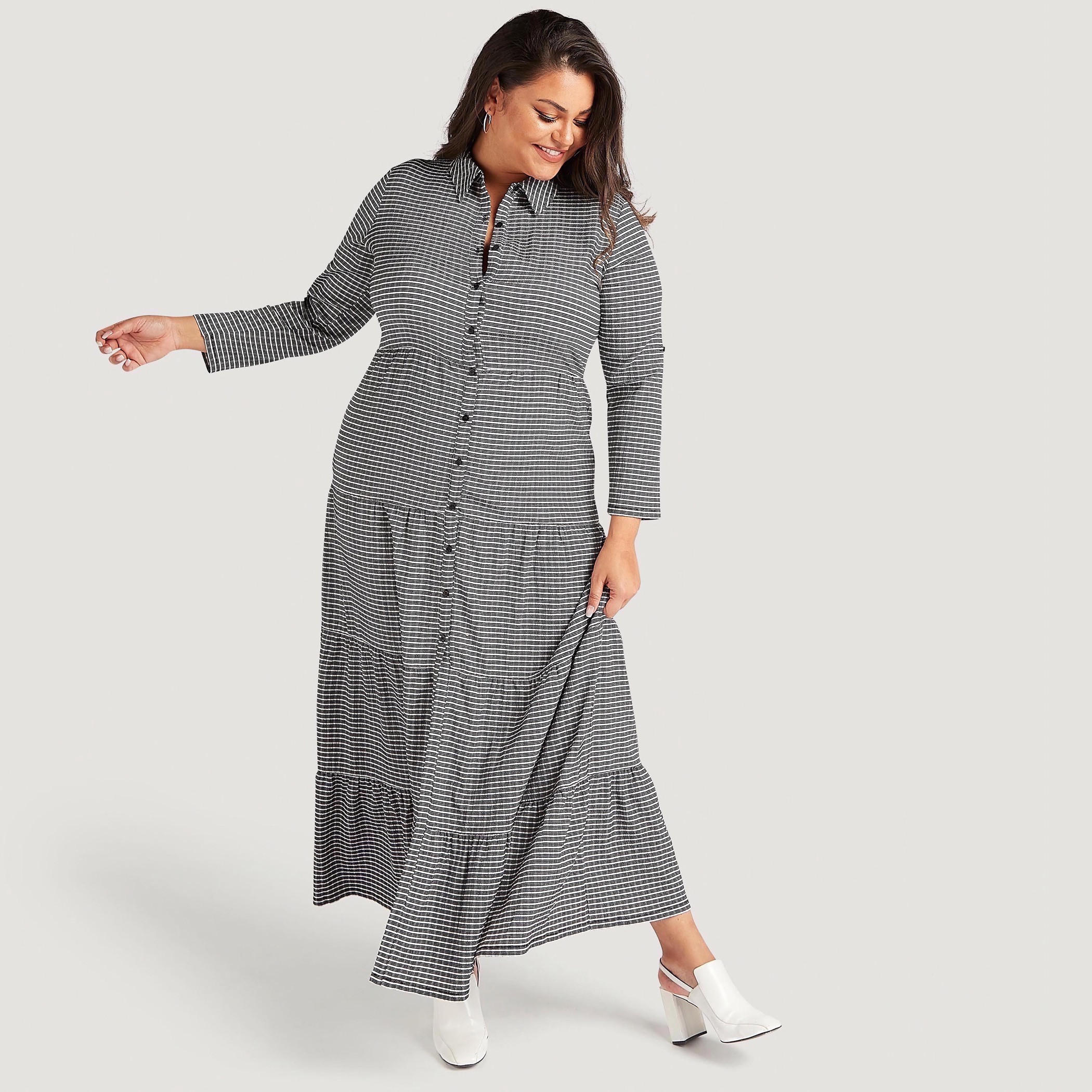 فستان قميص إيه لاين طويل بطبعات وأكمام طويلة-women-clothing-dresses-image-1