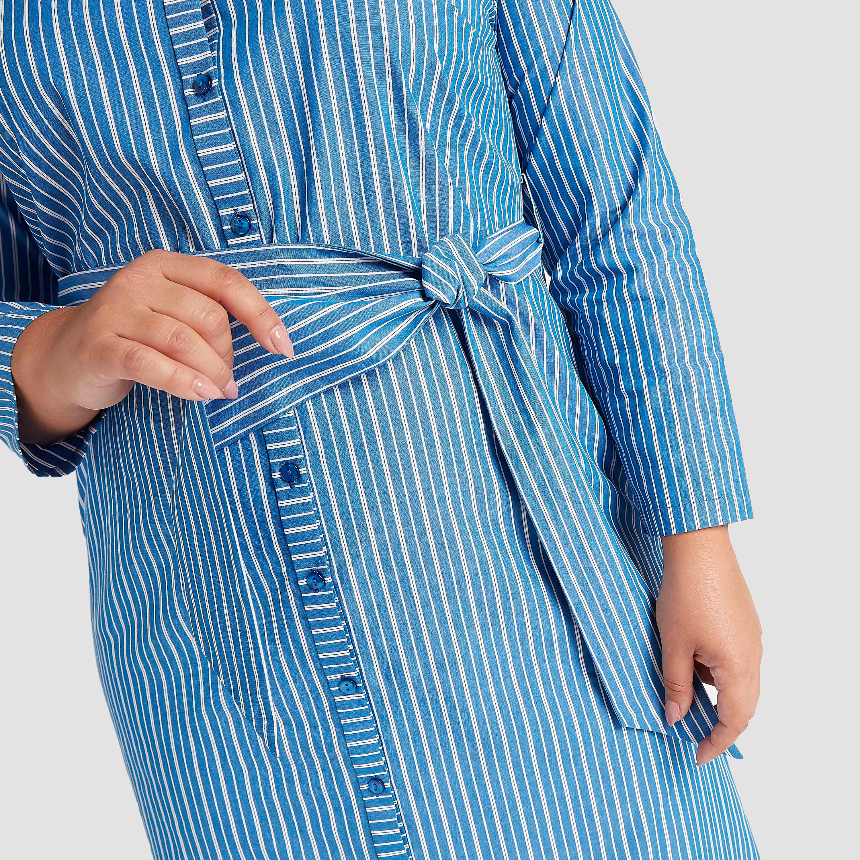 فستان قميص مخطّط بحزام وأكمام طويلة-women-clothing-dresses-image-3